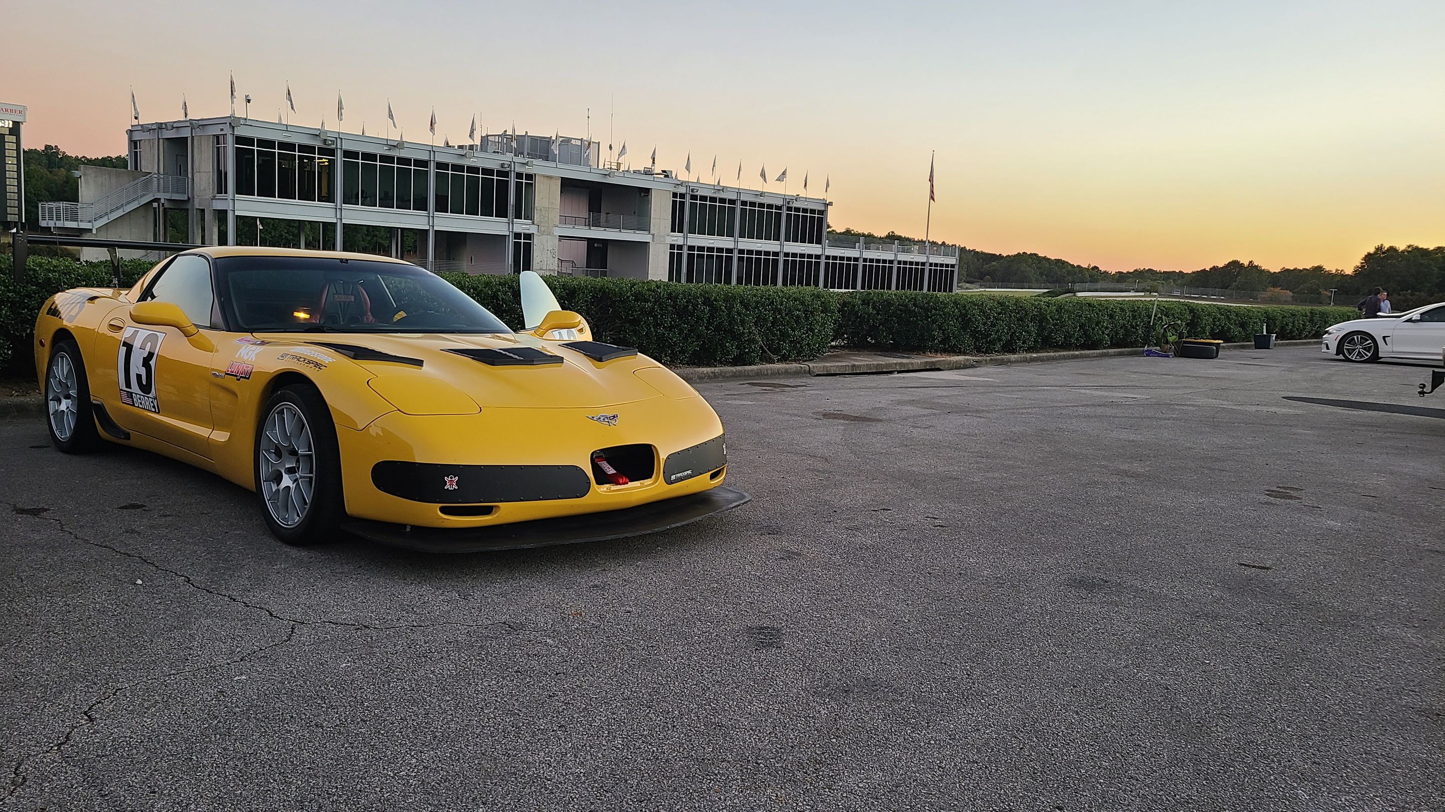 Yellow Chevrolet C5 Corvette Z06 with 18" EC-7 Apex wheels in Race Silver