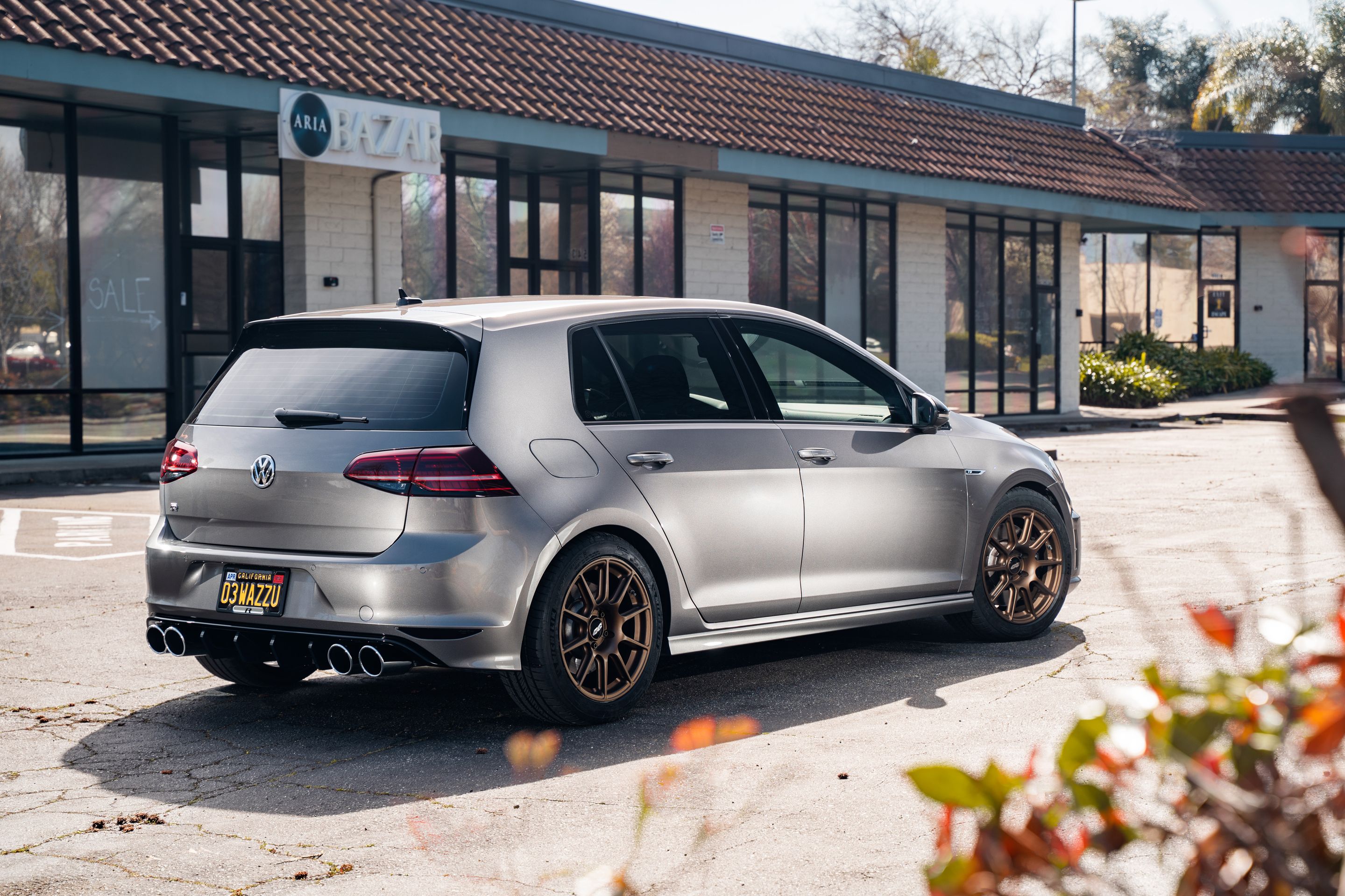 Grey VW MK7 Golf R with 17" SM-10 Apex wheels in Satin Bronze