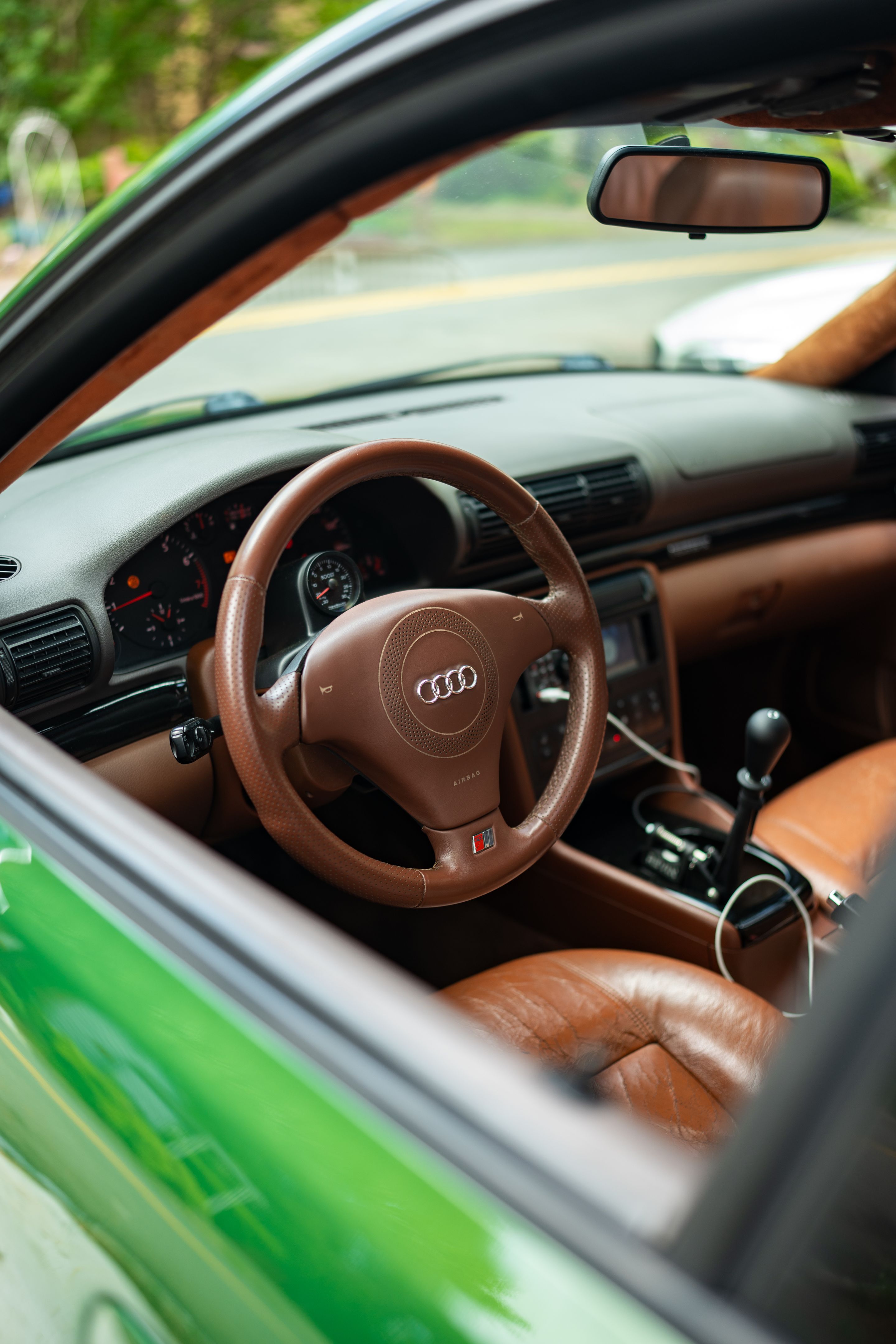 Green Audi B5 S4 Avant/Wagon with 18" ML-10RT Apex wheels in Machined Lip Gloss Motorsport Gold