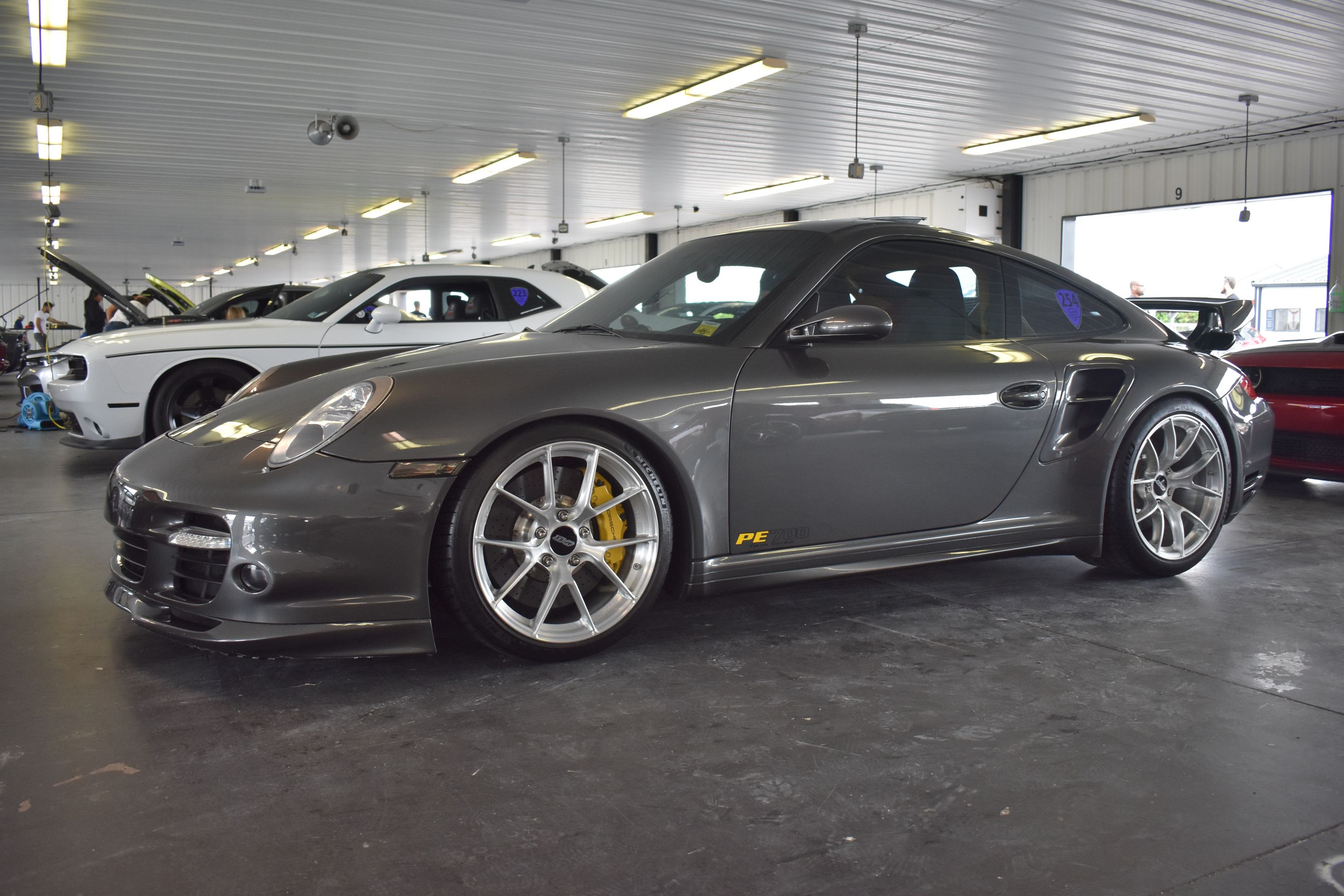 Grey Porsche 911 997 Turbo with 19" VS-5RS Apex wheels in Brushed Clear