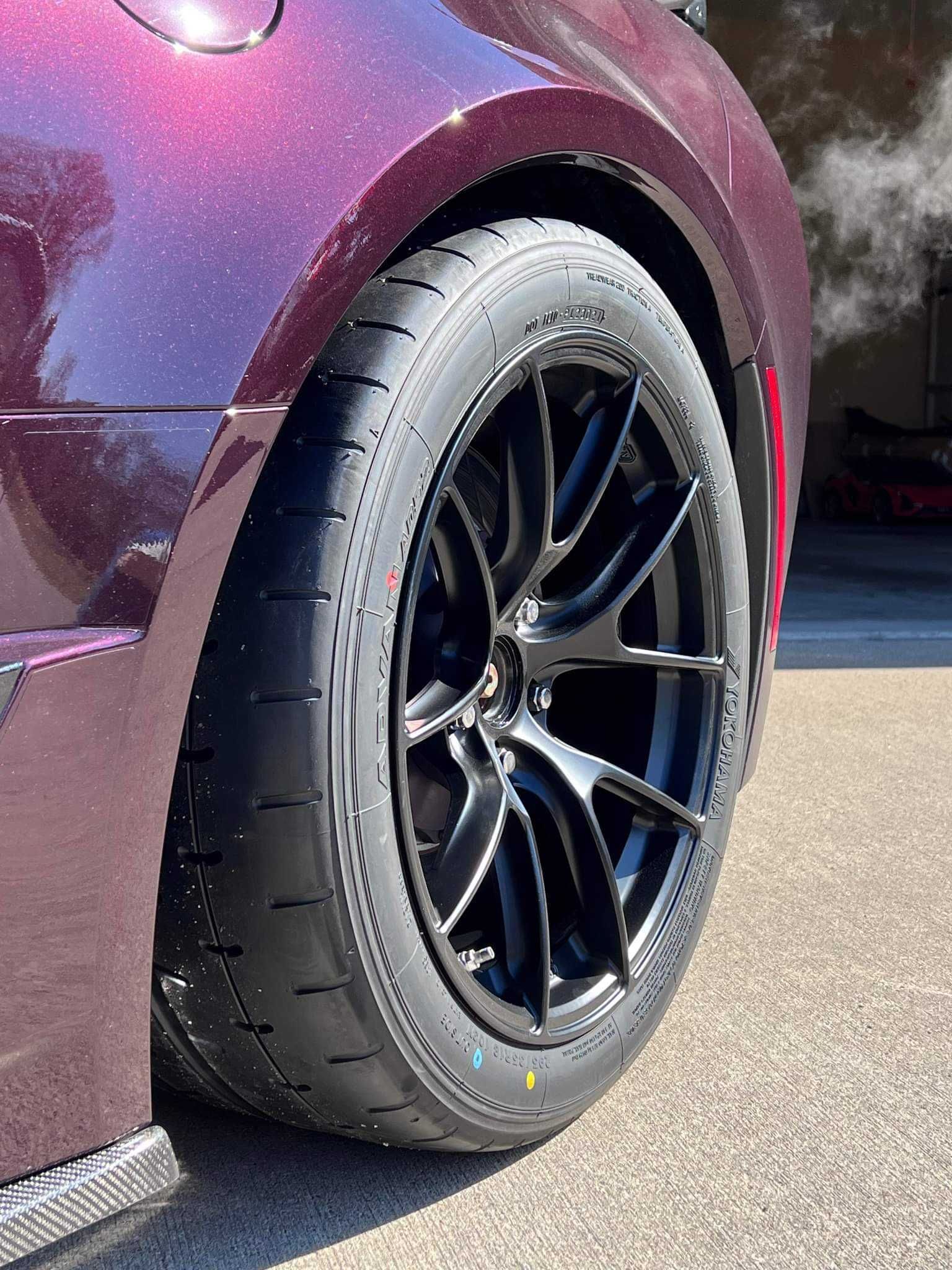 Purple Chevrolet C7 Corvette Grand Sport with 18" VS-5RS Apex wheels in Satin Black