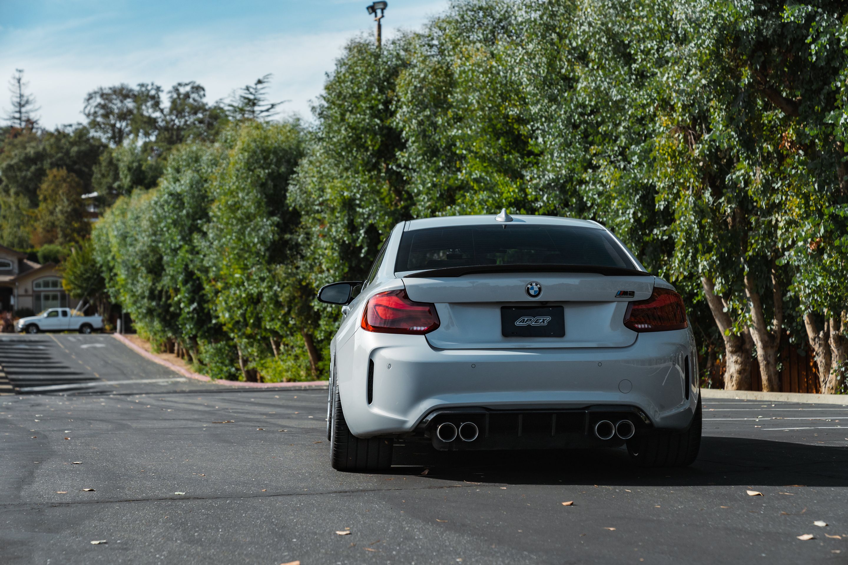 Silver BMW F87 M2 with 19" SM-10RS Apex wheels in Brushed Clear