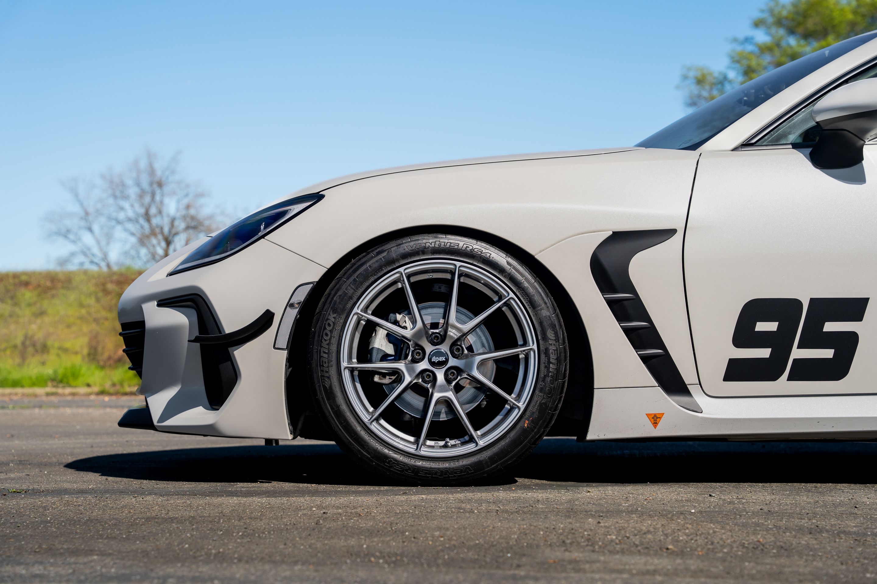 White Subaru ZD8 / Gen 2 BRZ with 17" VS-5 Apex wheels in Hyper Black