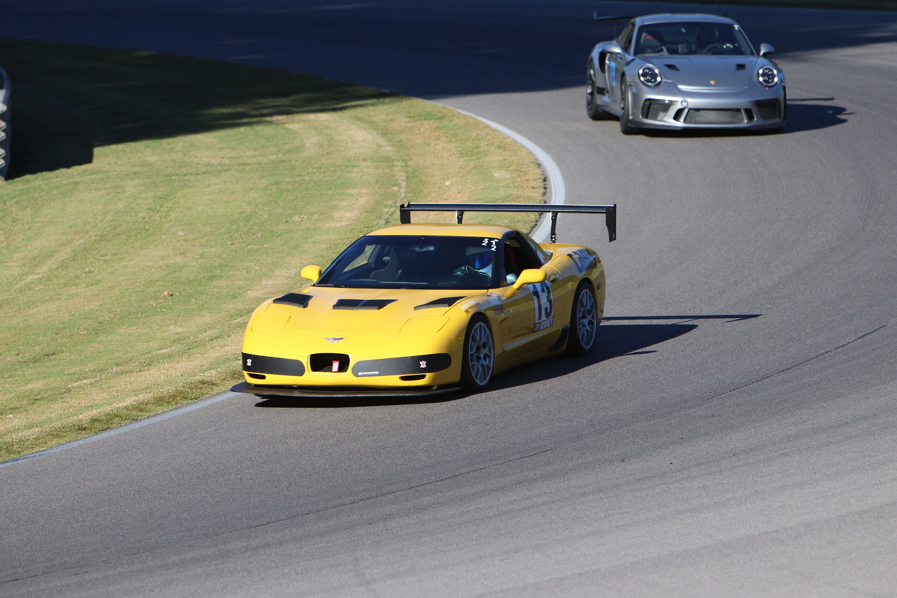 Yellow Chevrolet C5 Corvette Z06 with 18" EC-7 Apex wheels in Race Silver