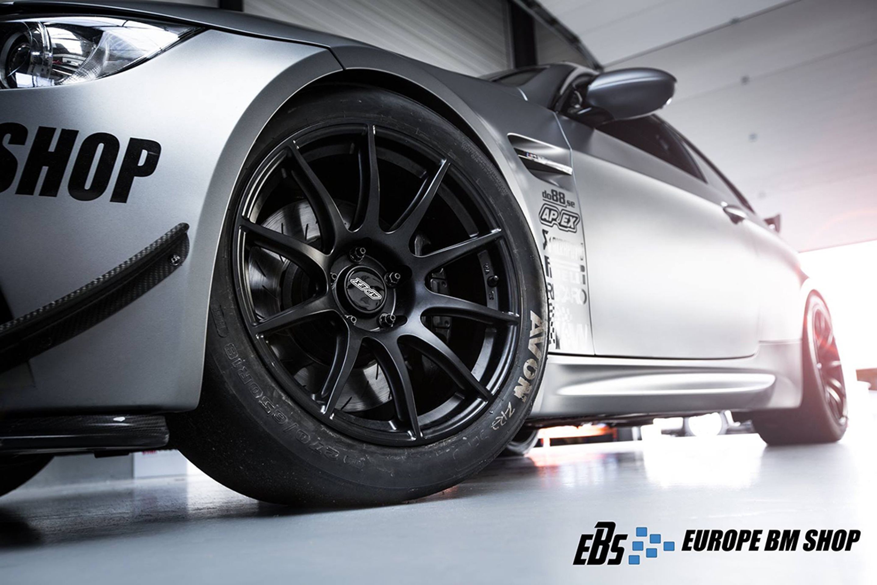 Grey BMW E92 Coupe M3 with 18" SM-10 Apex wheels in Satin Black