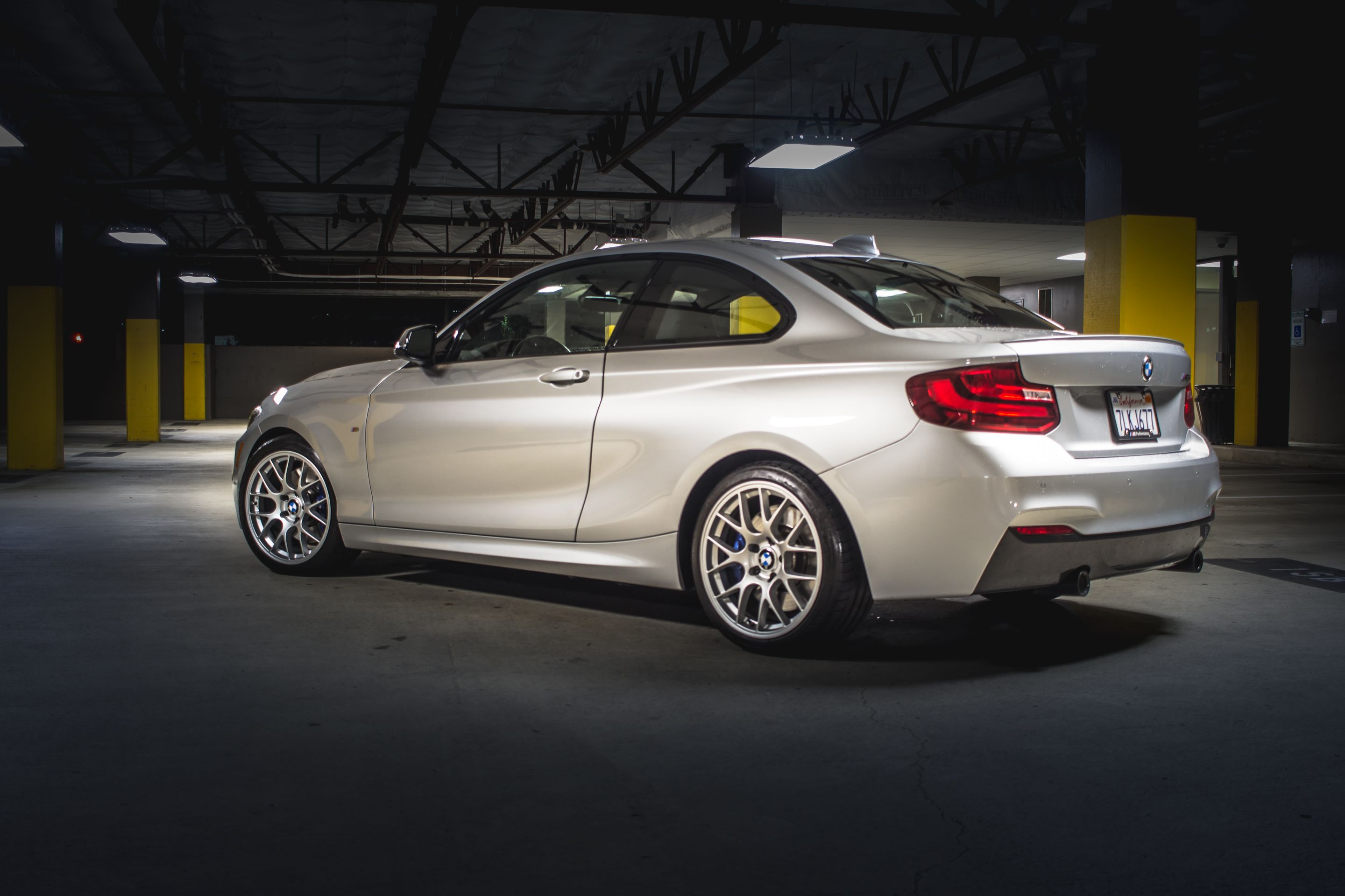 Silver BMW F22 Coupe 2 Series with 18" EC-7 Apex wheels in Race Silver