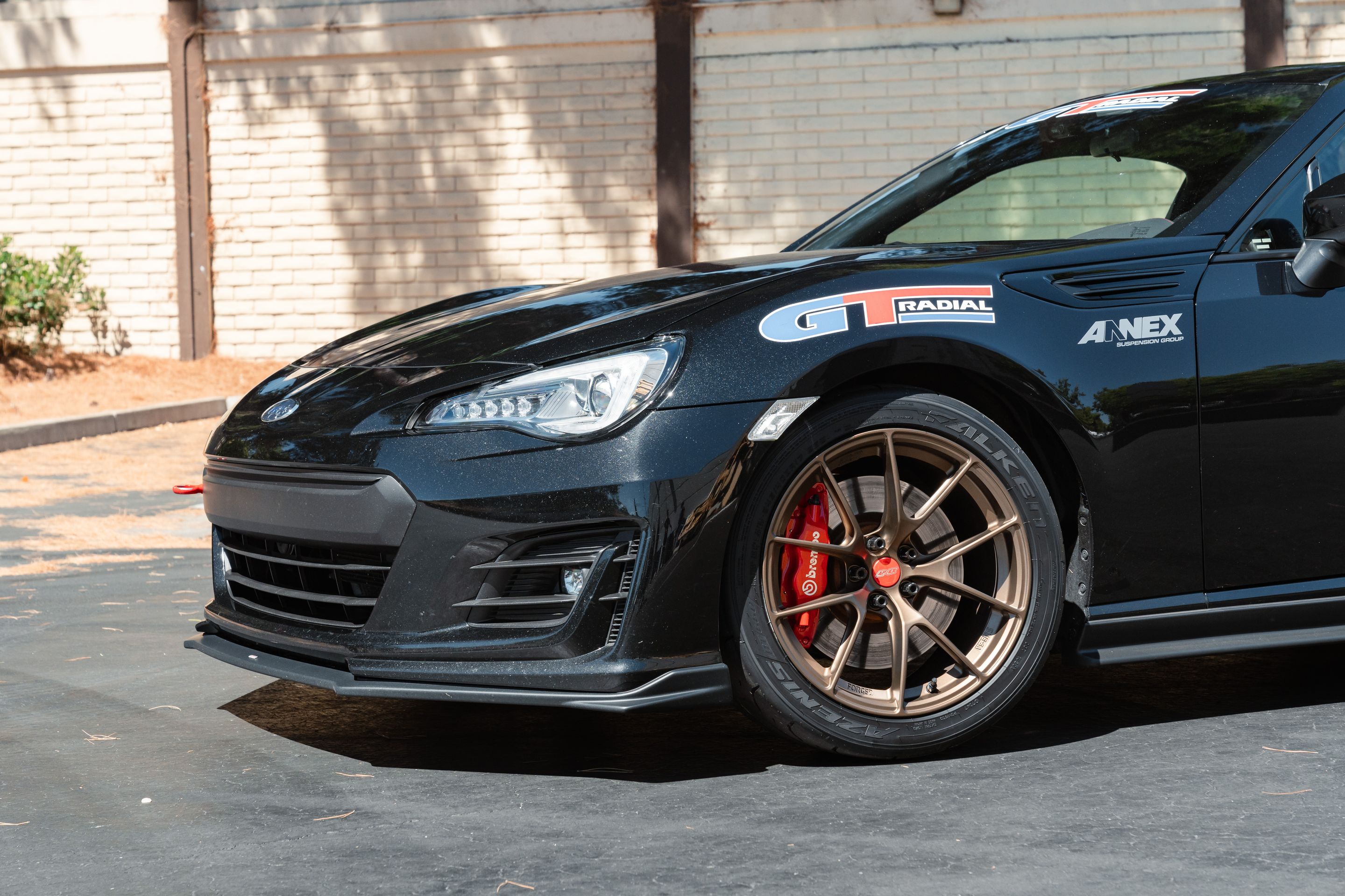 Black Subaru ZC6 / Gen 1 BRZ with 17" VS-5RS Apex wheels in Satin Bronze