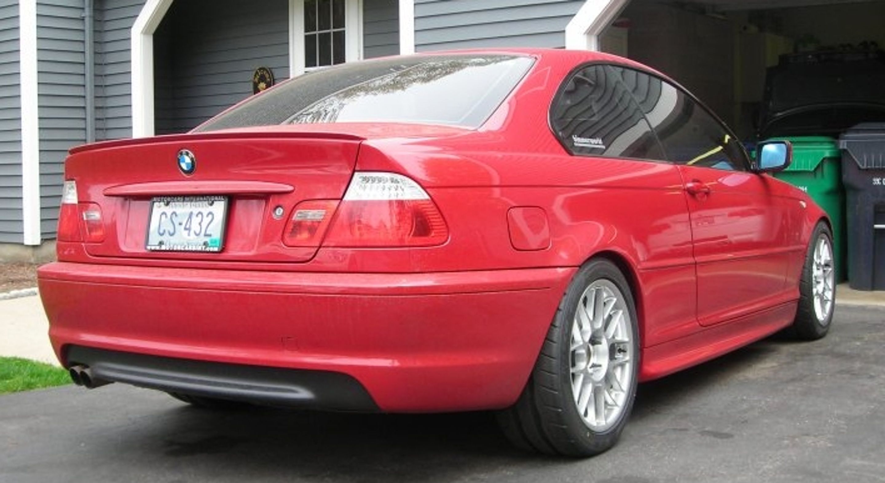 Red BMW E46 3 Series with 17" ARC-8 Apex wheels in Hyper Silver