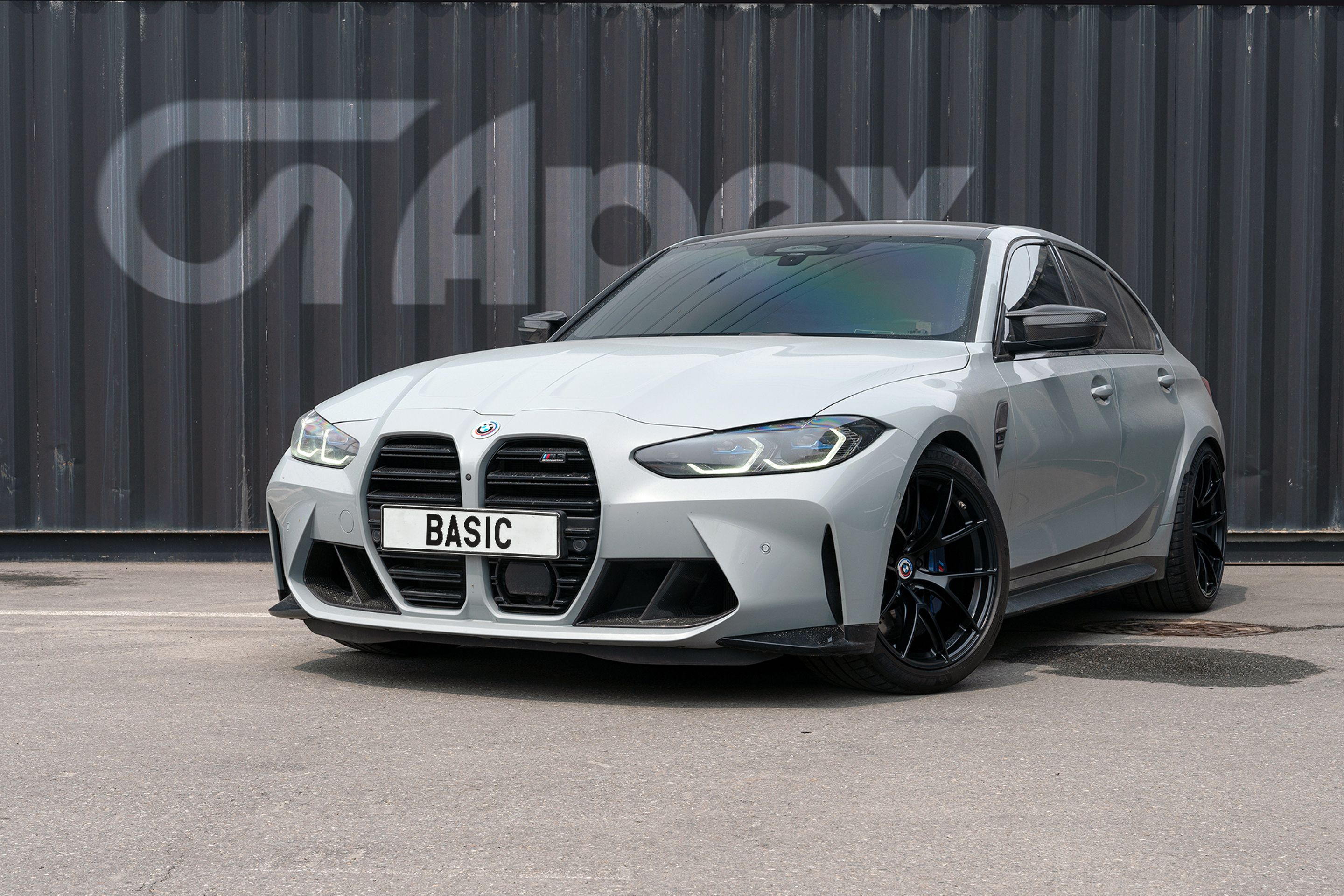 Grey BMW G80 M3 with 19"/20" VS-5RS Apex wheels in Satin Black