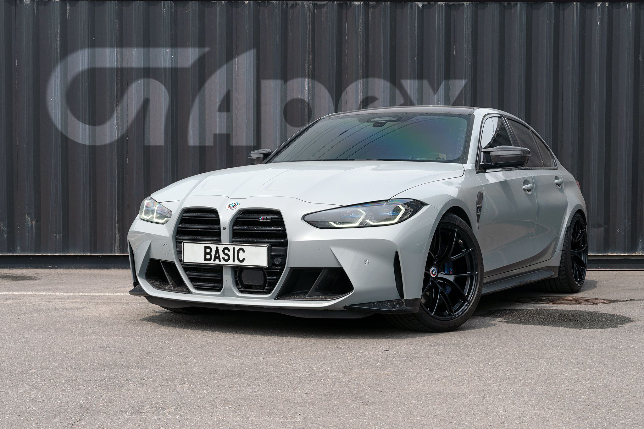 Grey BMW G80 M3 with 19"/20" VS-5RS Apex wheels in Satin Black