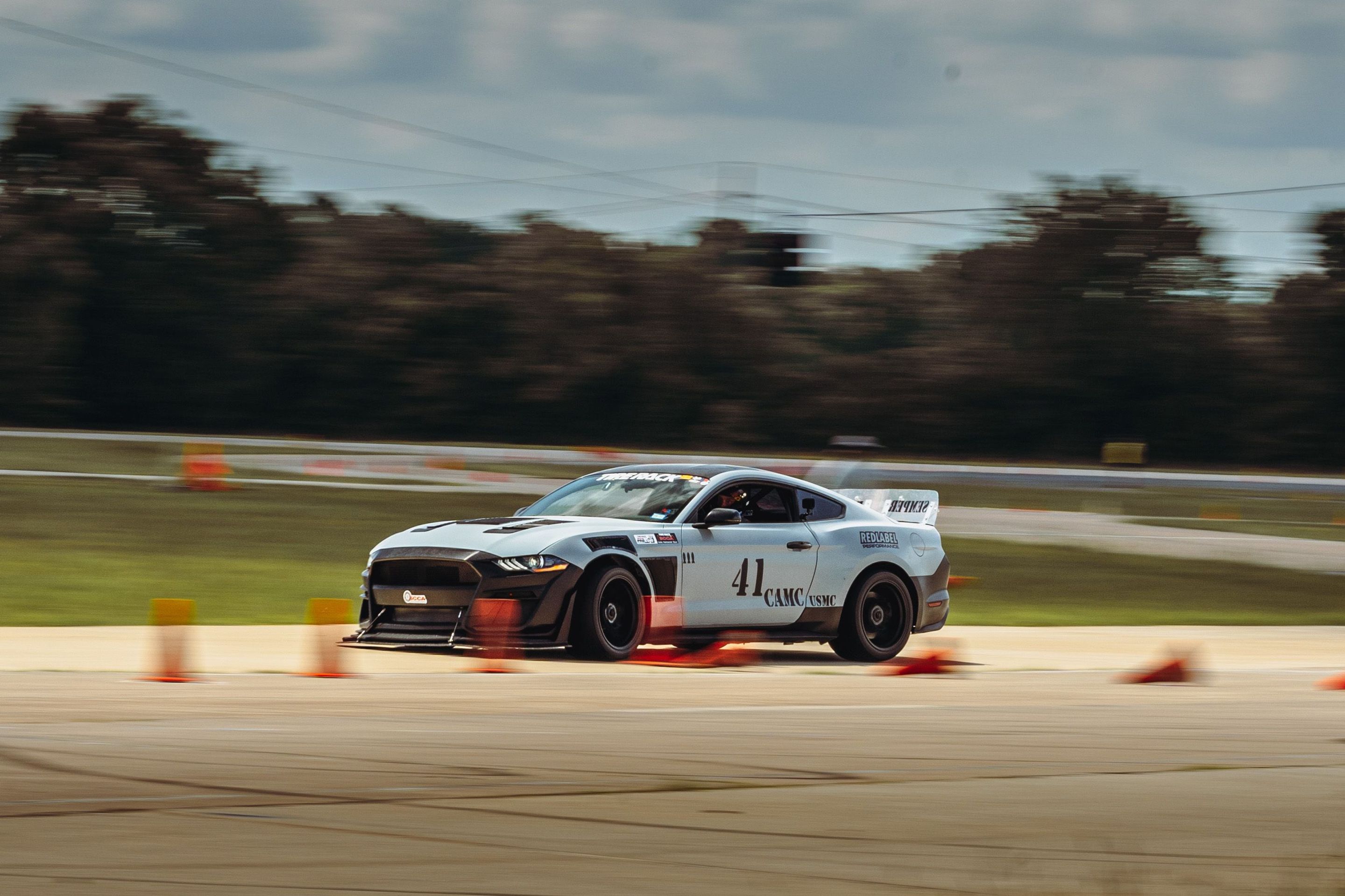 Grey Ford S550 Mustang GT with 18" VS-5RS Apex wheels in Satin Black
