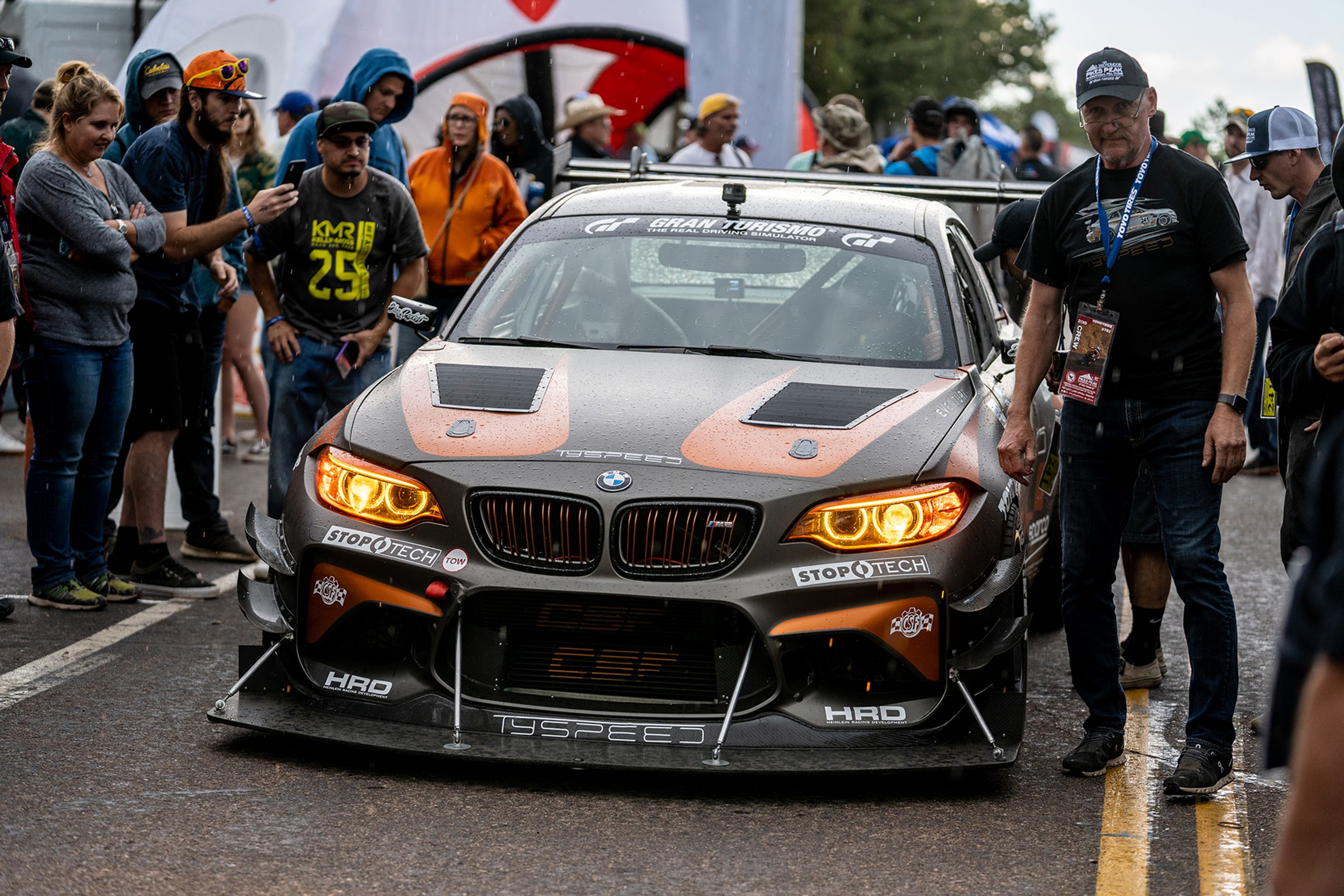 Grey BMW F87 M2 with 18" FL-5 Apex wheels in Satin Black