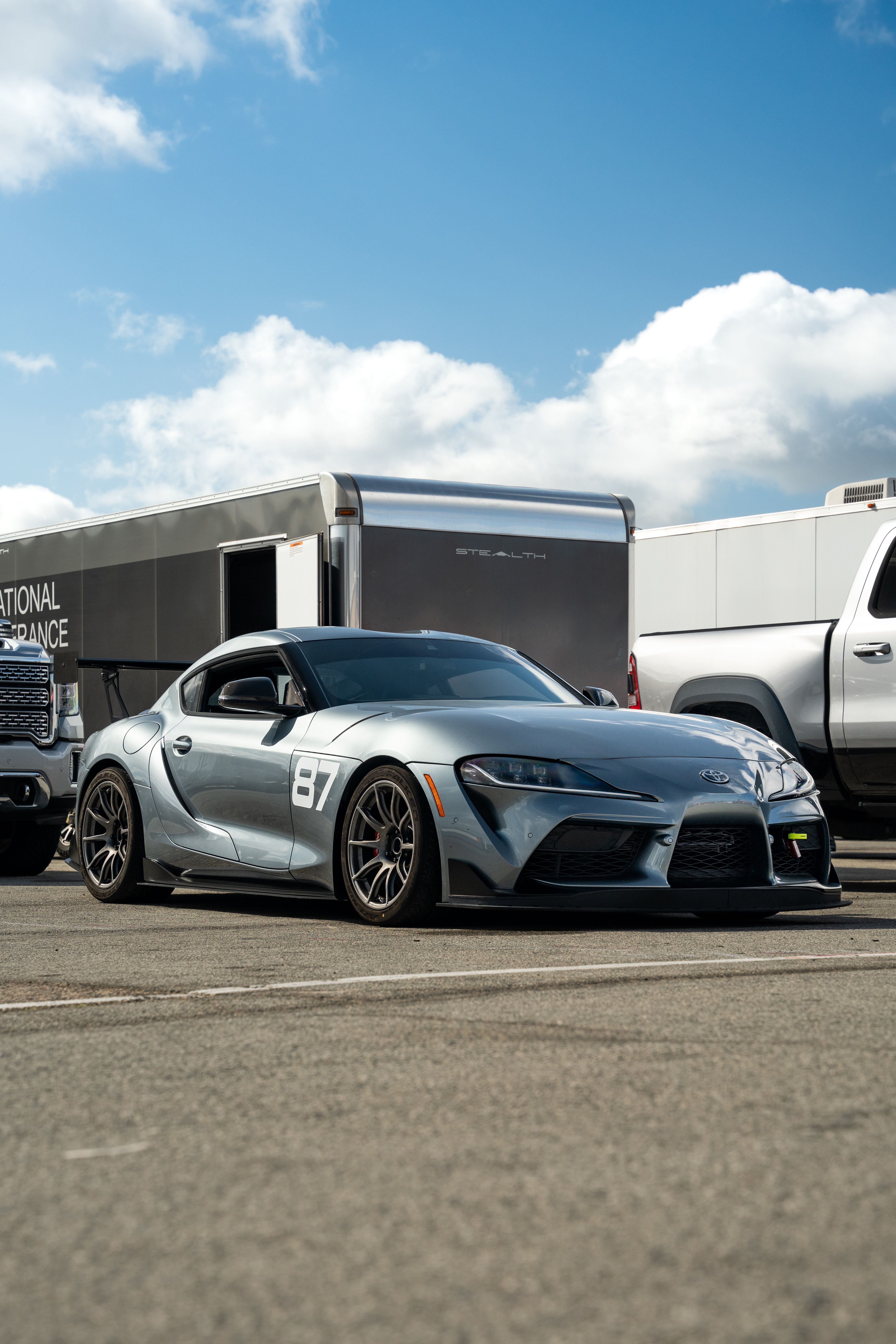 Silver Toyota GR Supra with 18" SM-10 Apex wheels in Anthracite