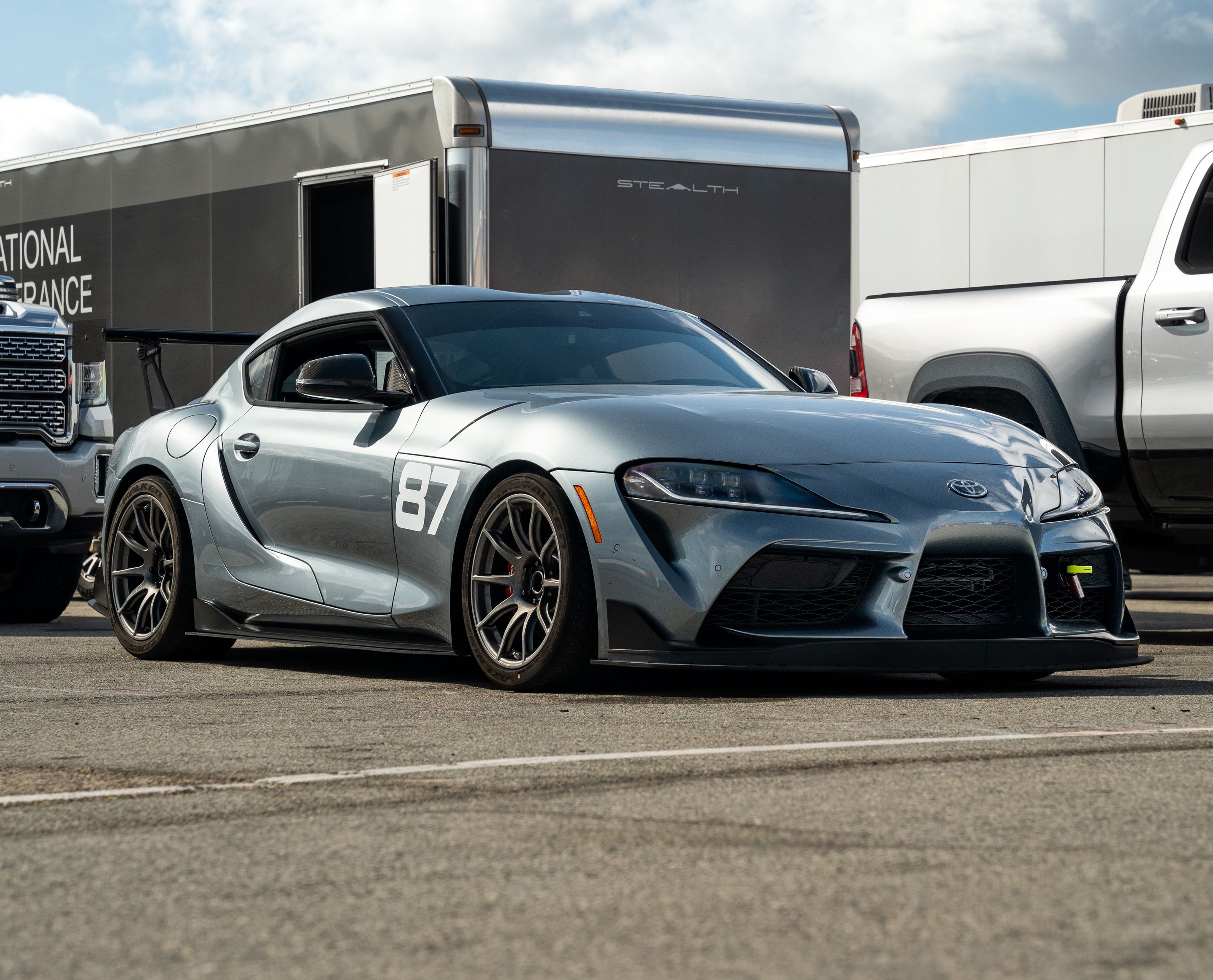 Silver Toyota GR Supra with 18" SM-10 Apex wheels in Anthracite