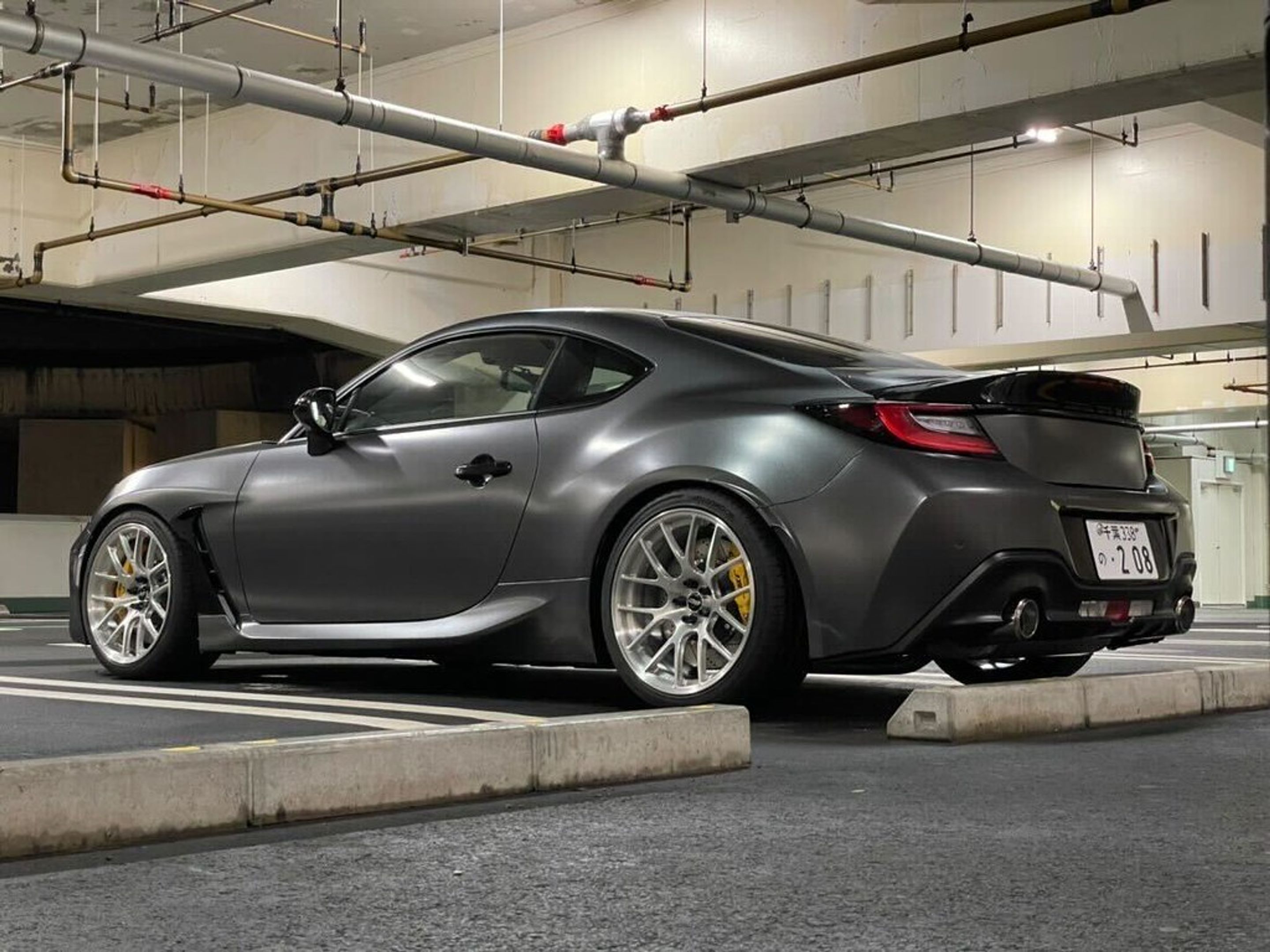 Grey Subaru ZD8 / Gen 2 BRZ with 18" EC-7R Apex wheels in Brushed Clear
