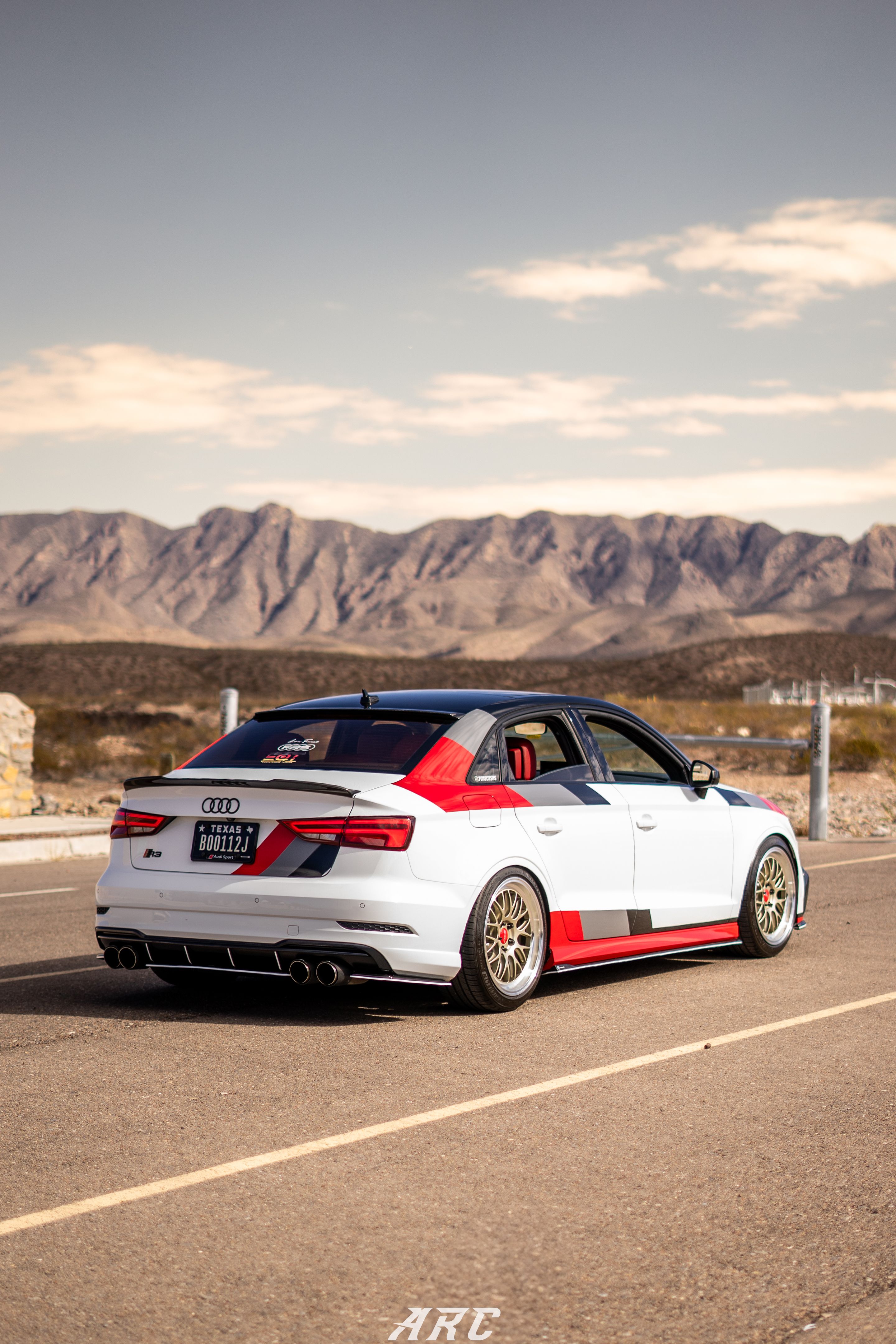 Race Livery Audi 8V A3 with 18" ML-10RT Apex wheels in Machined Lip Gloss Motorsport Gold