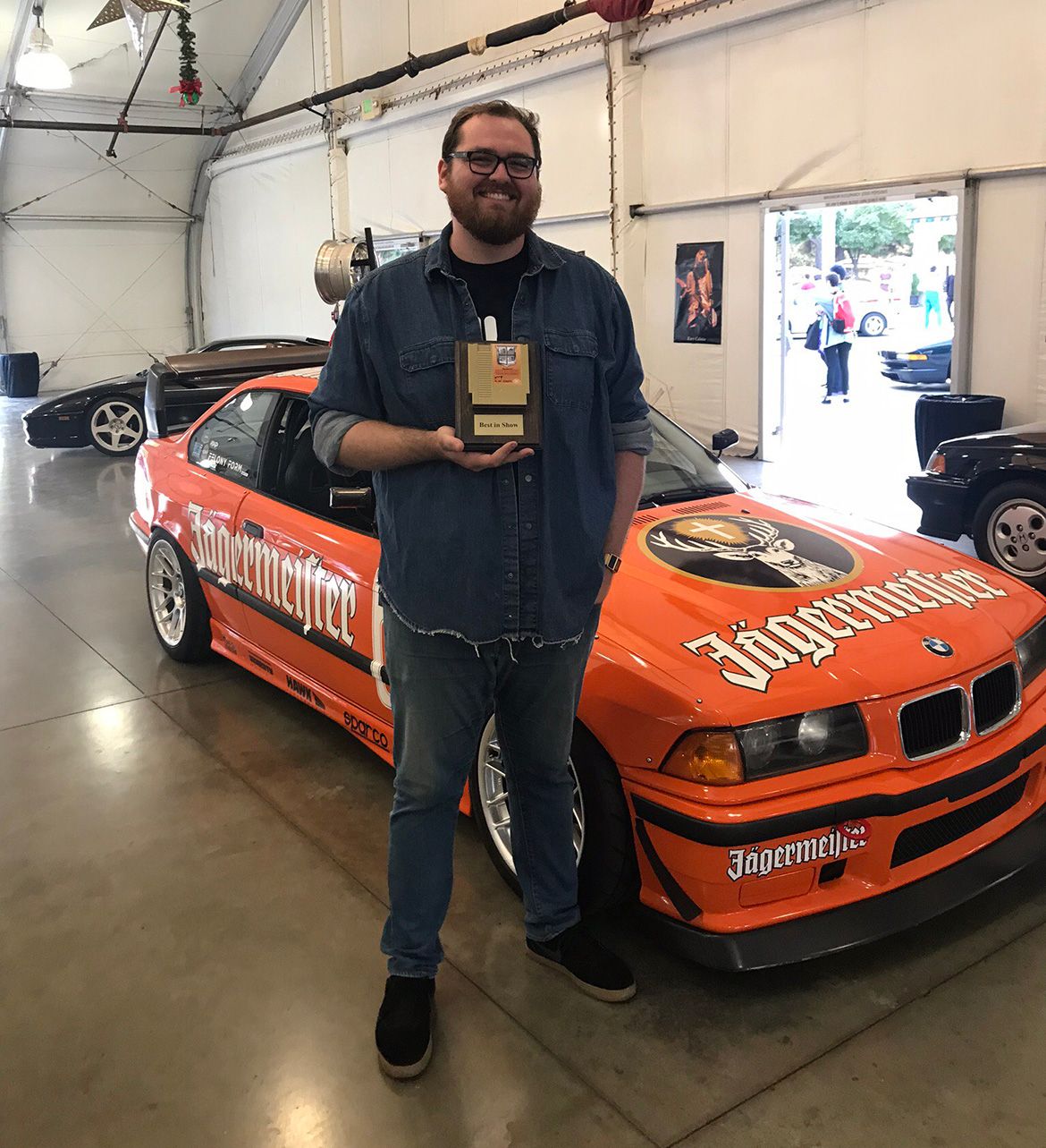 Orange BMW E36 3 Series with 17" ARC-8 Apex wheels in Hyper Silver