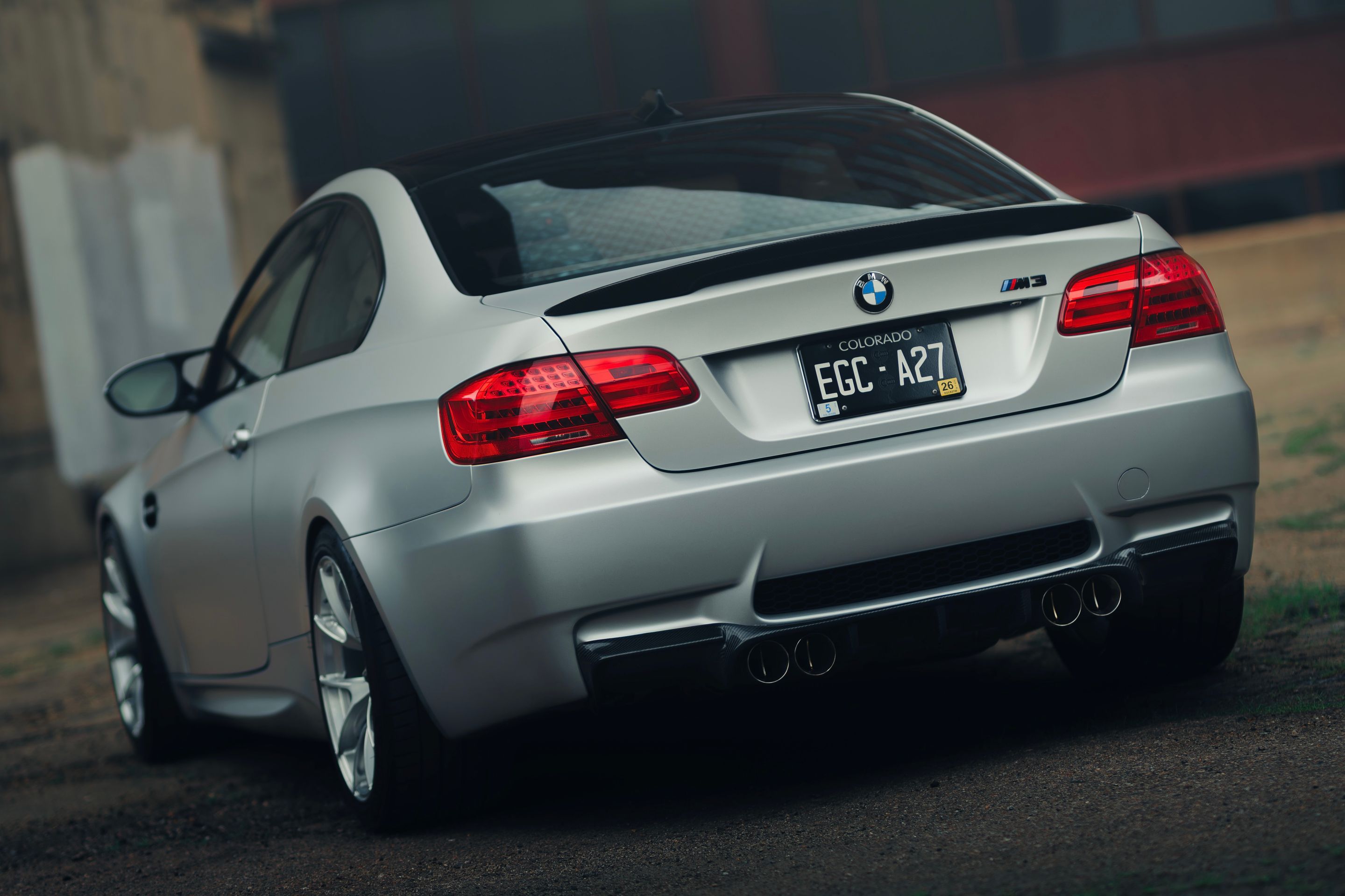 Silver BMW E92 Coupe M3 with 18" VS-5RS Apex wheels in Brushed Clear