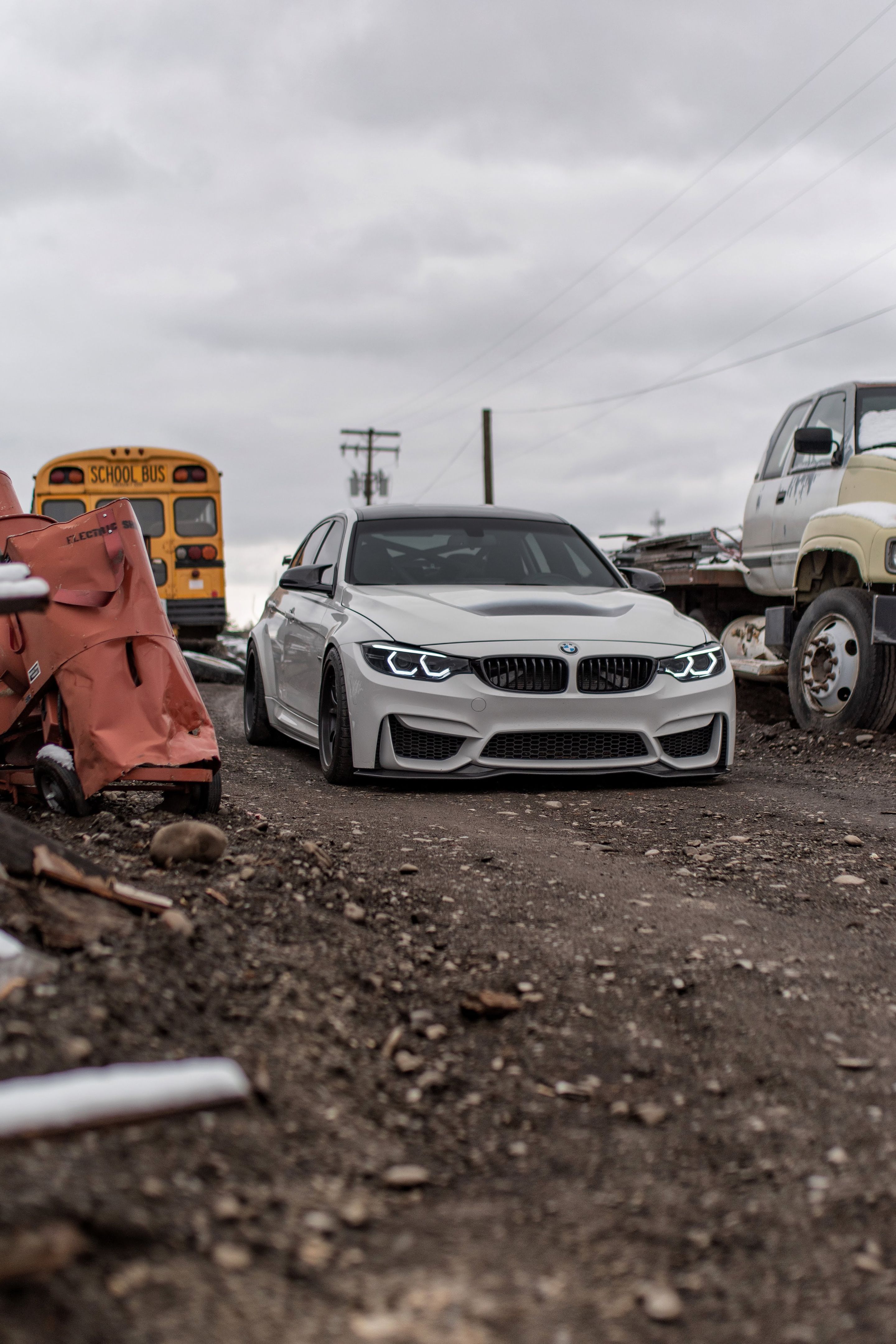 White BMW F80 M3 with 18" FL-5 Apex wheels in Satin Black