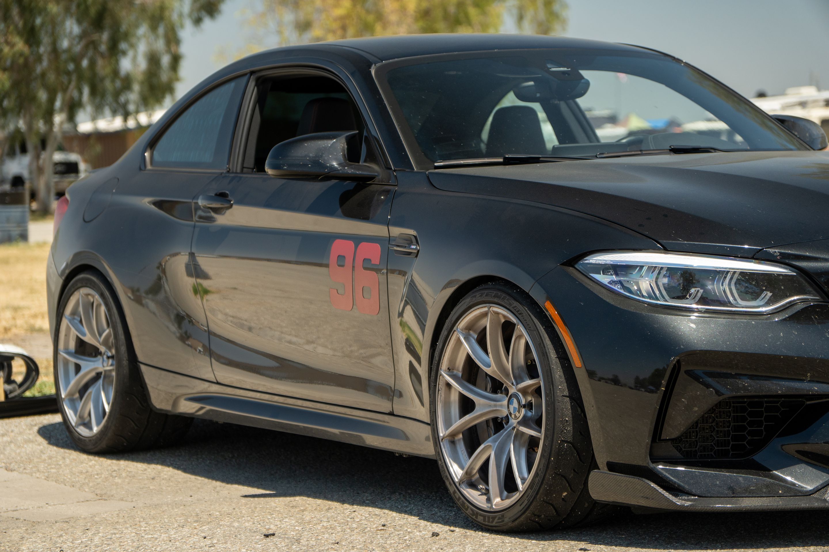 Black BMW F87 M2 with 19" VS-5RS Apex wheels in Brushed Clear