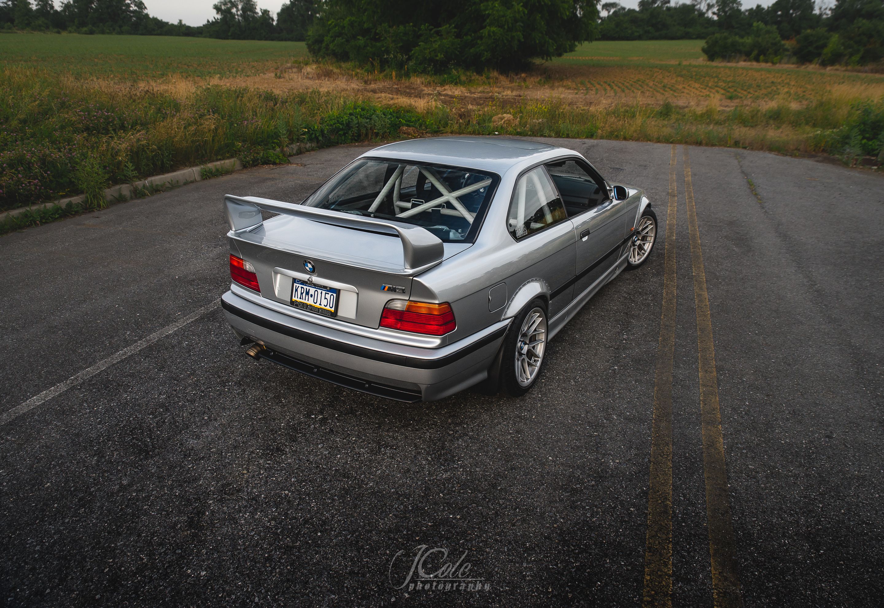 Silver BMW E36 3 Series with 17" ARC-8 Apex wheels in Hyper Silver
