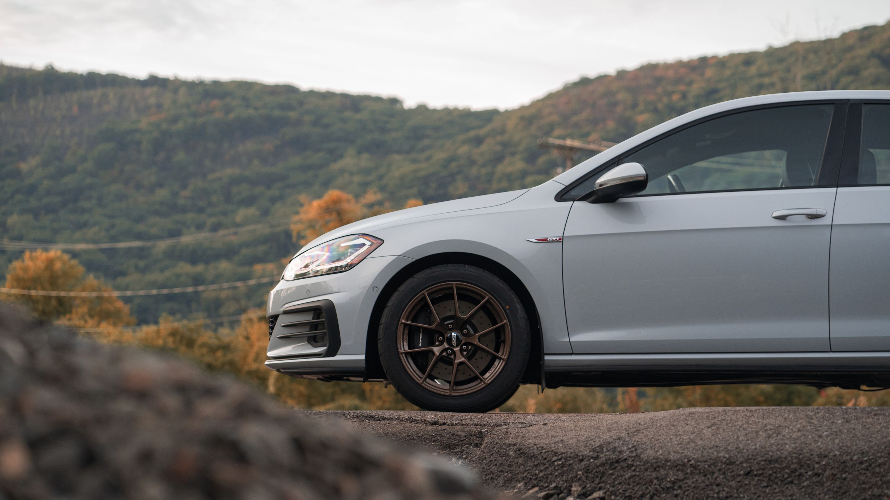 Grey VW MK7 GTI with 17" VS-5RS Apex wheels in Satin Bronze