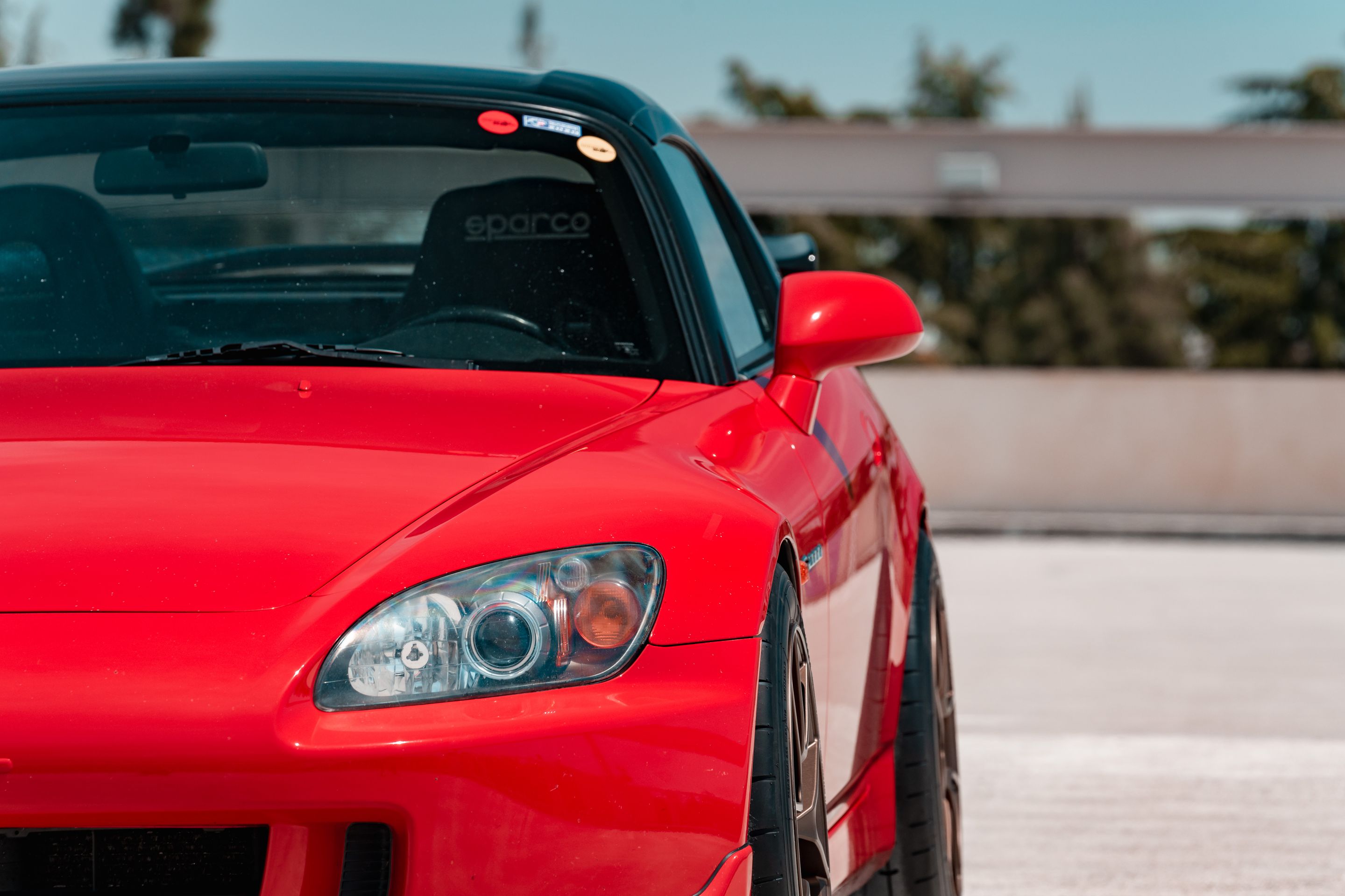Red Honda S2000 with 17" VS-5RS Apex wheels in Satin Bronze