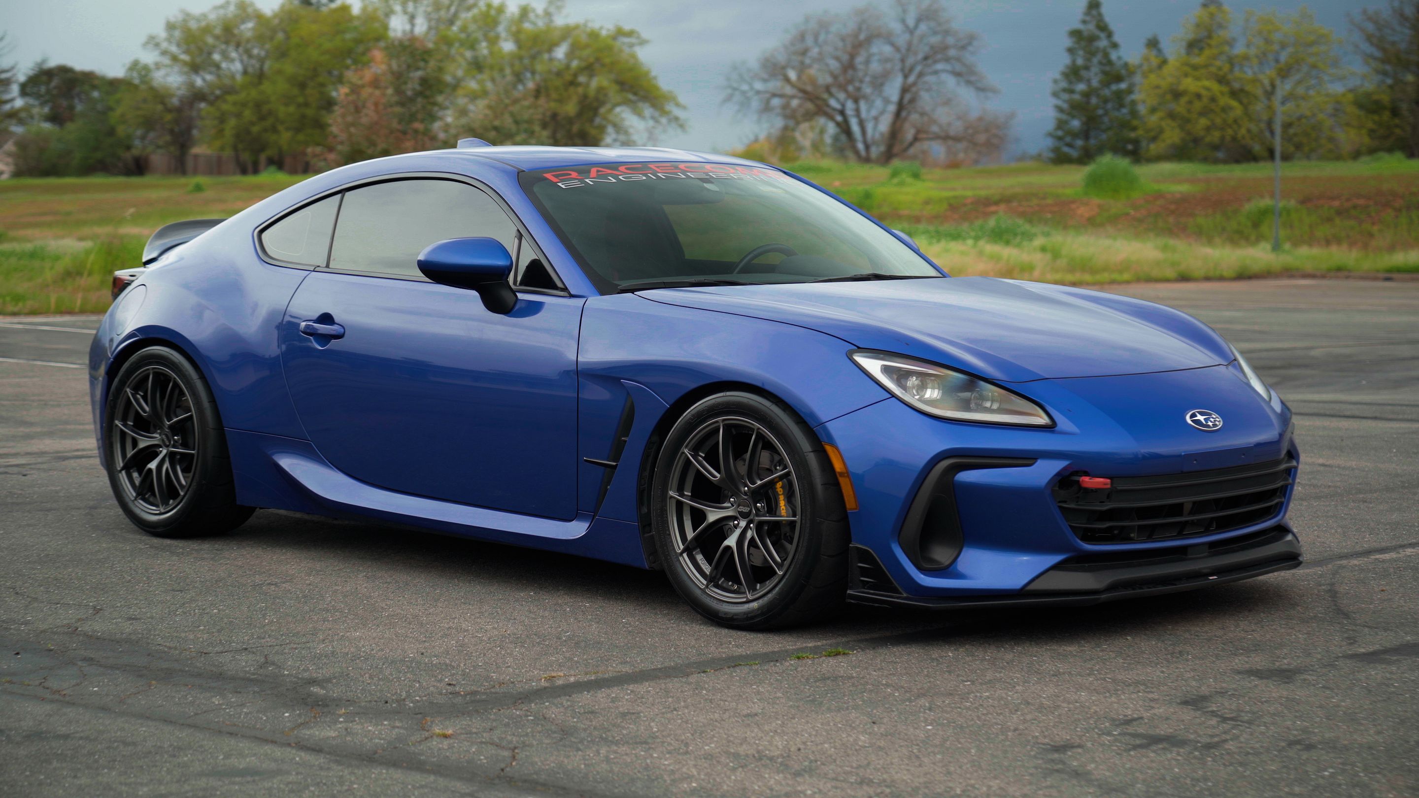 Blue Subaru ZD8 / Gen 2 BRZ with 17" VS-5RS Apex wheels in Anthracite