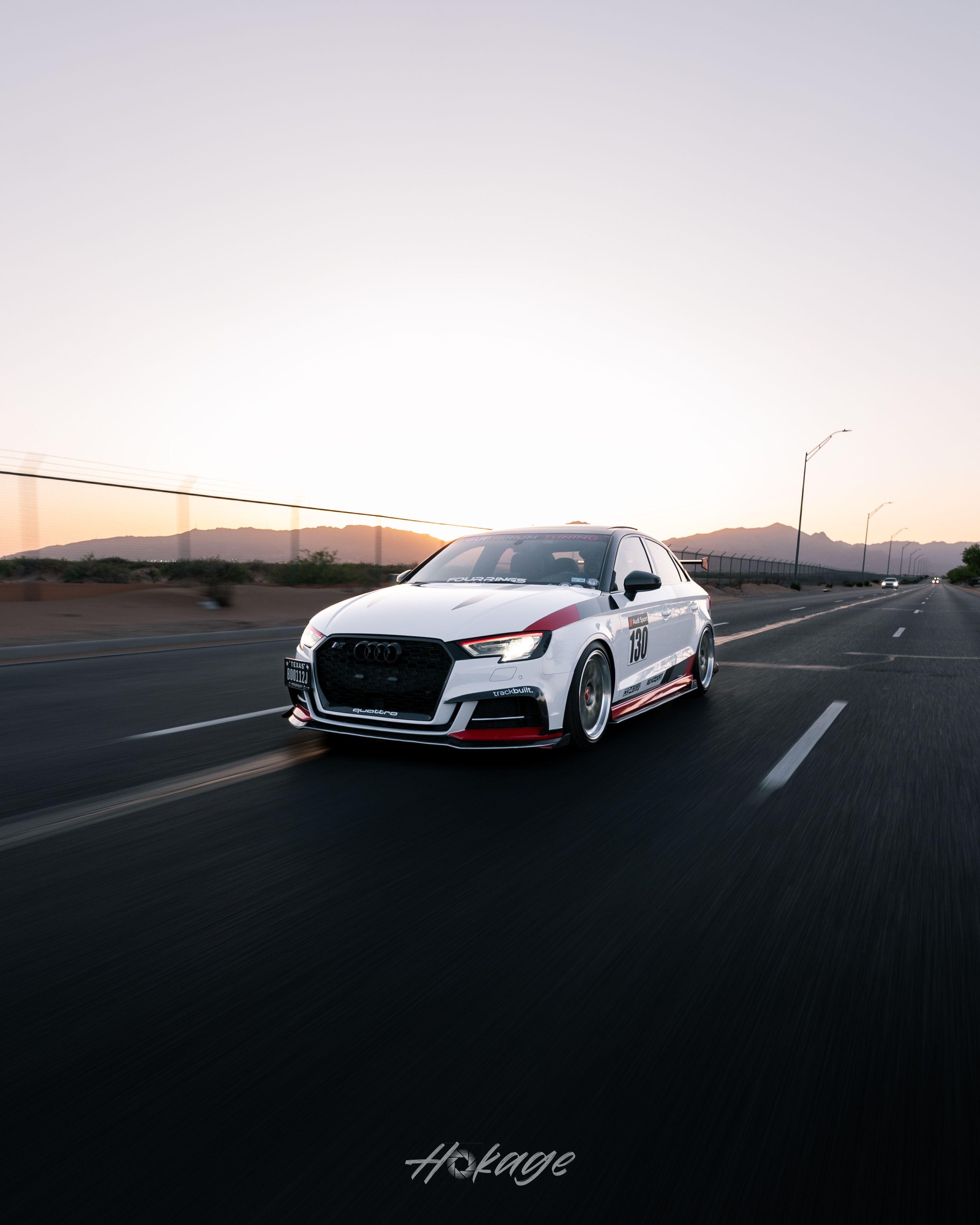 Race Livery Audi 8V A3 with 18" ML-10RT Apex wheels in Machined Lip Gloss Motorsport Gold