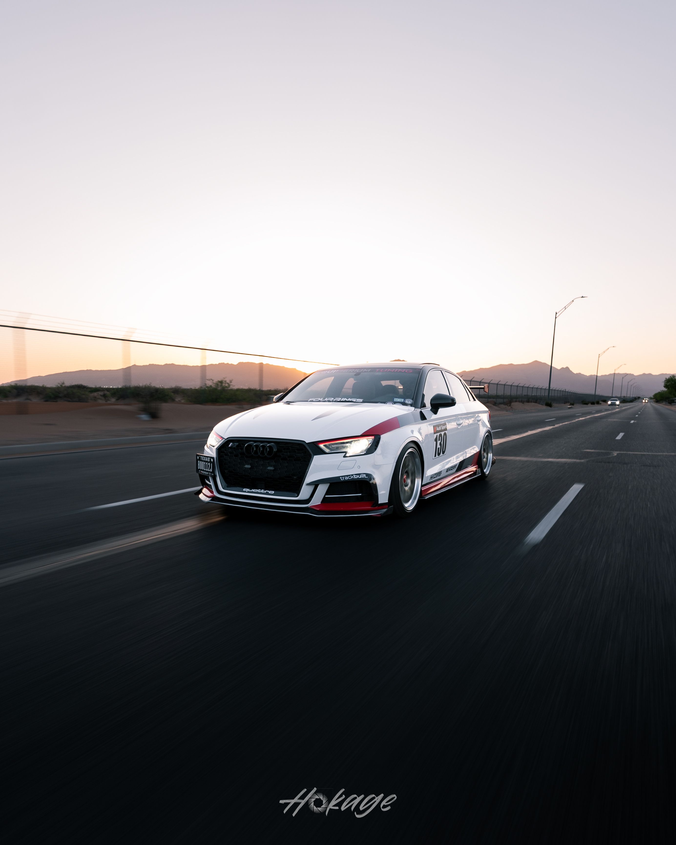 Race Livery Audi 8V A3 with 18" ML-10RT Apex wheels in Machined Lip Gloss Motorsport Gold