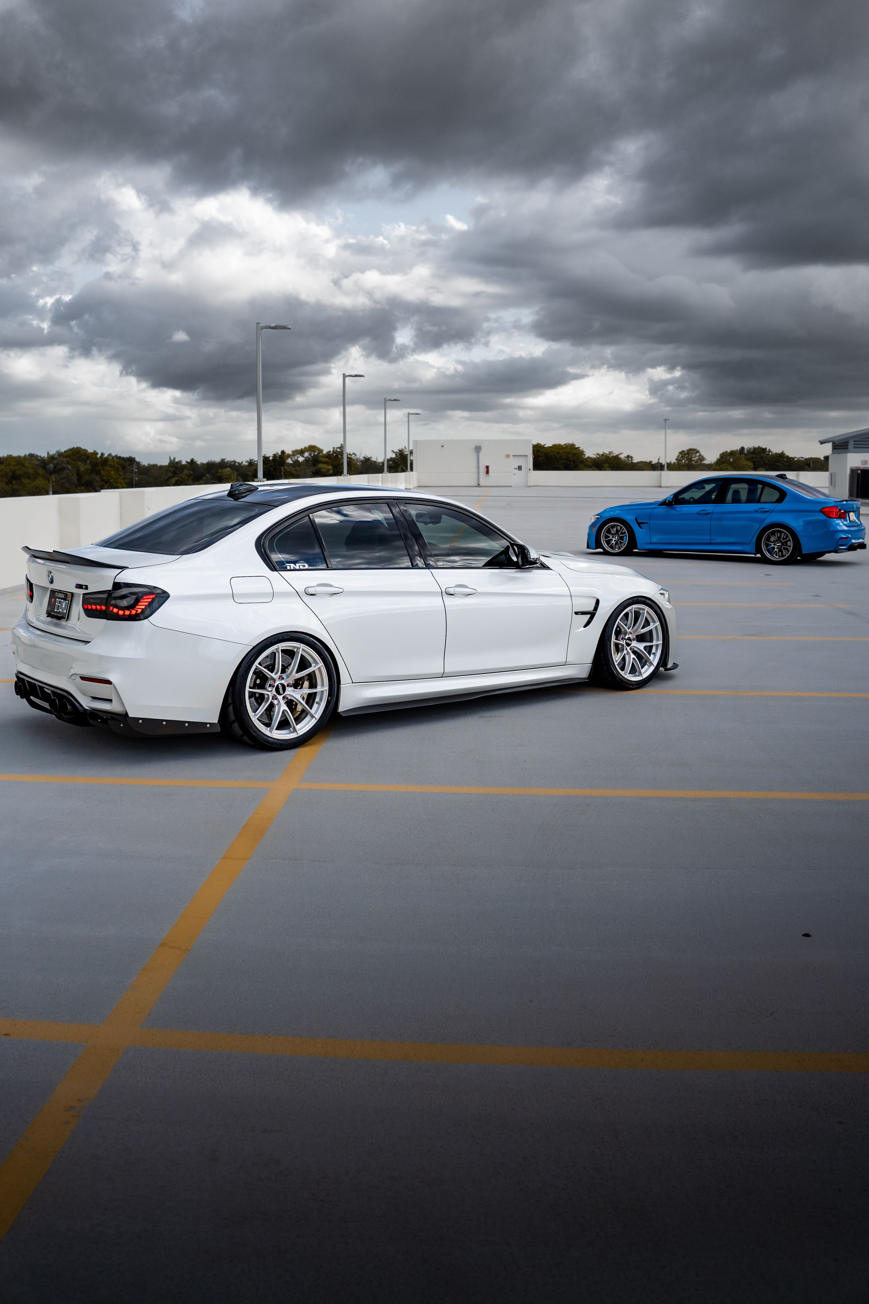 White BMW F80 M3 with 19" VS-5RS Apex wheels in Brushed Clear