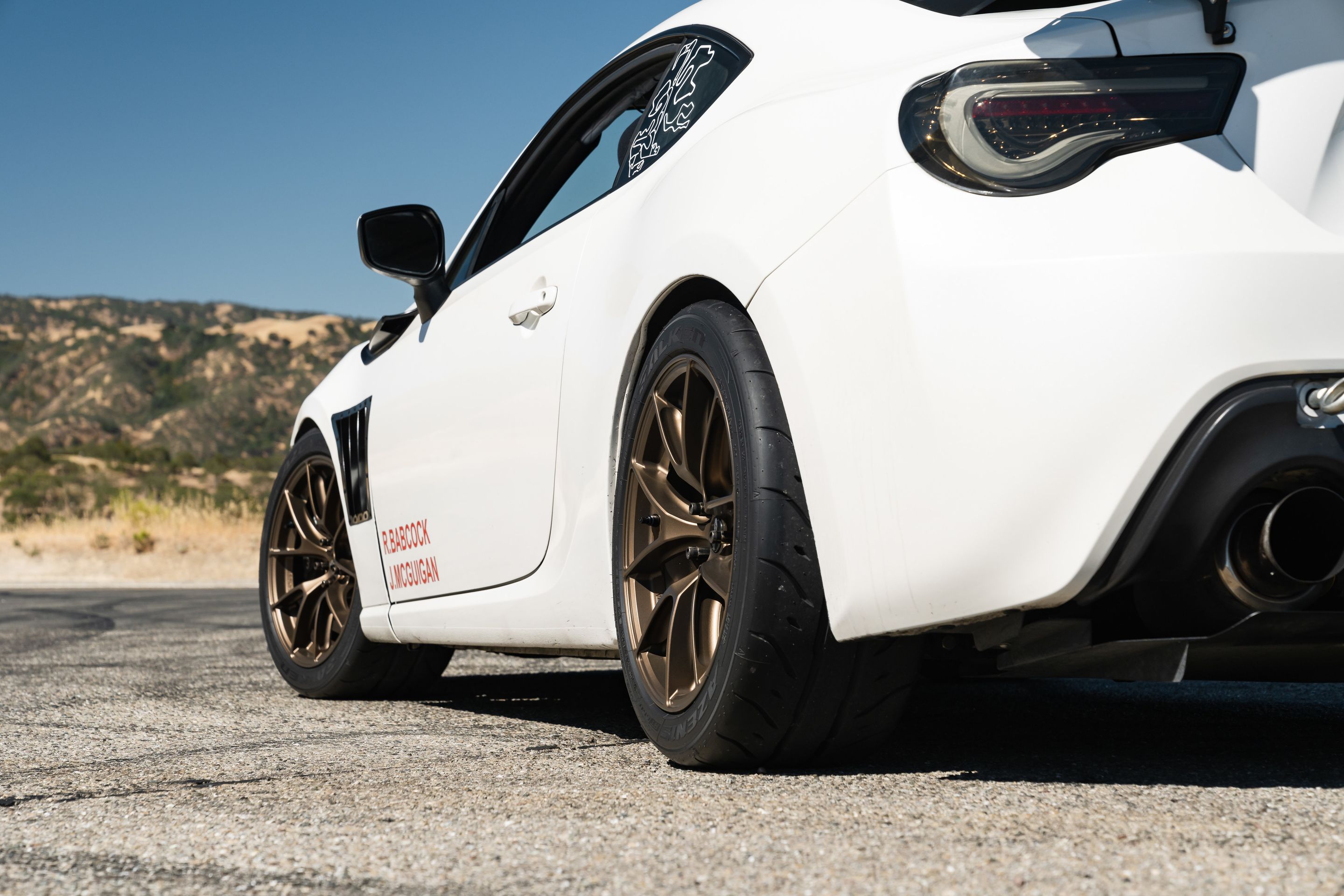 White Scion FR-S with 17" VS-5RS Apex wheels in Satin Bronze