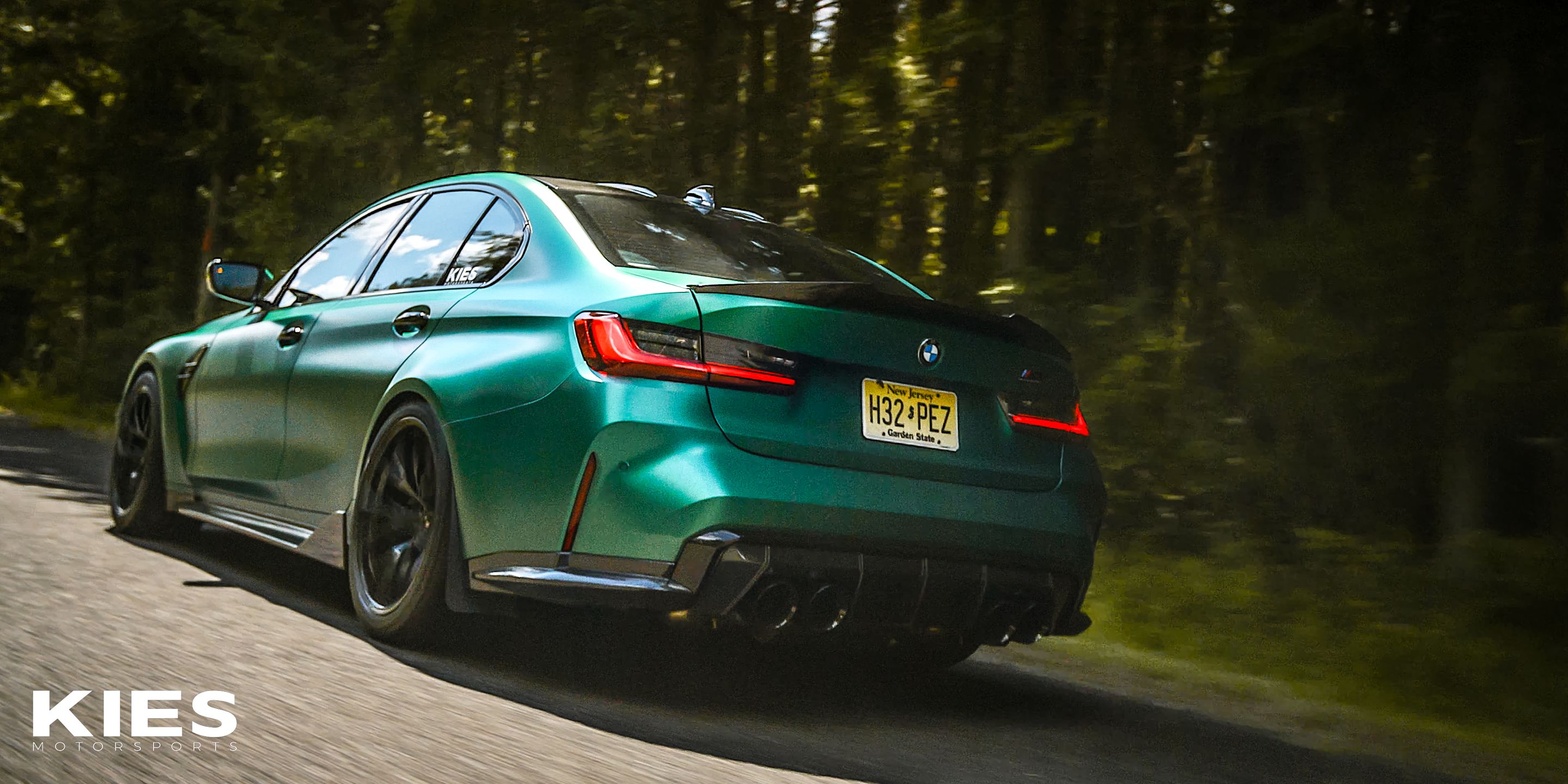 Green BMW G80 M3 with 19" VS-5RS Apex wheels in Satin Black