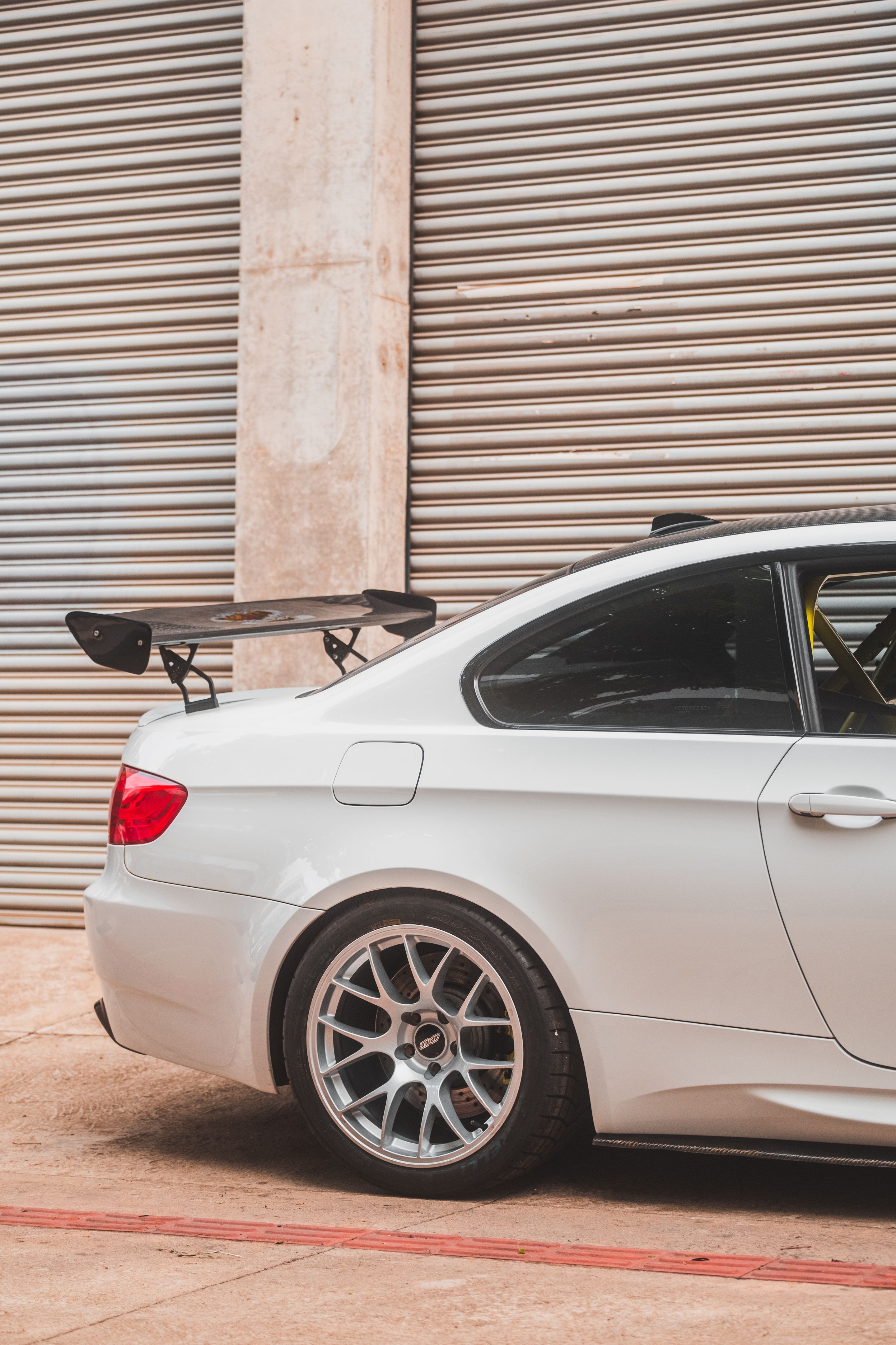 White BMW E92 Coupe M3 with 18" EC-7 Apex wheels in Race Silver