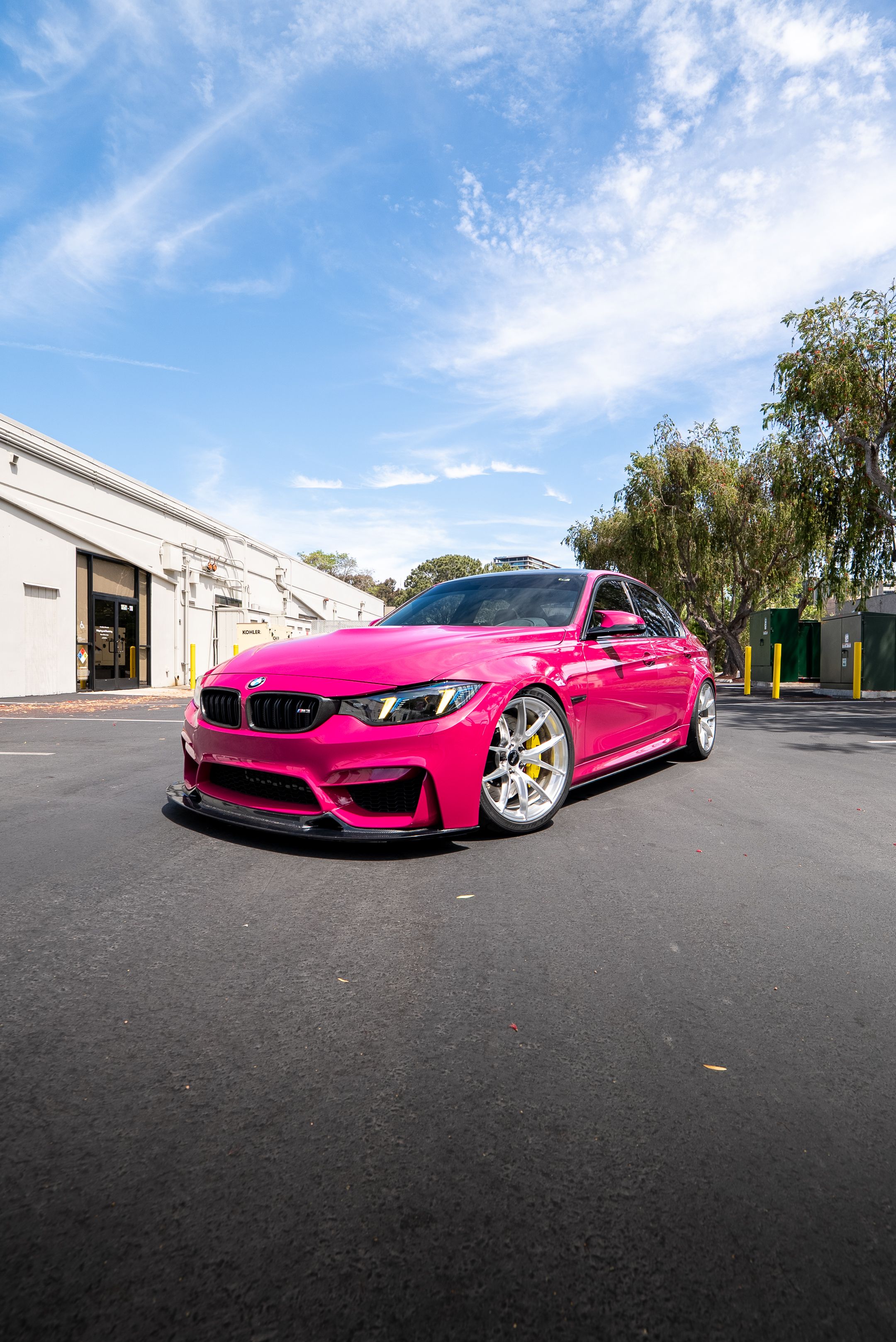 Pink BMW F80 M3 with 19" VS-5RS Apex wheels in Brushed Clear