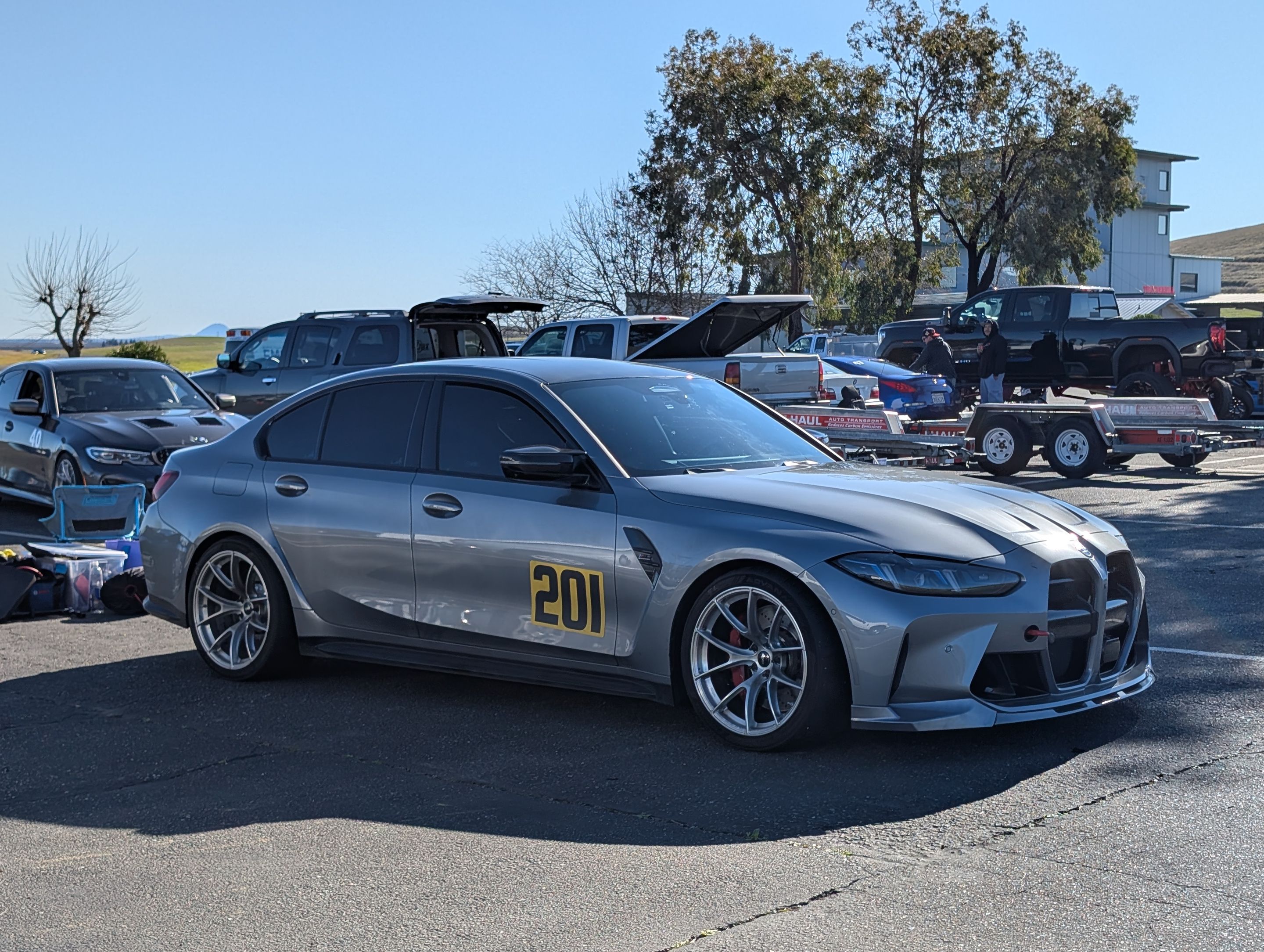 Grey BMW G80 M3 with 19" VS-5RS Apex wheels in Motorsport Gold