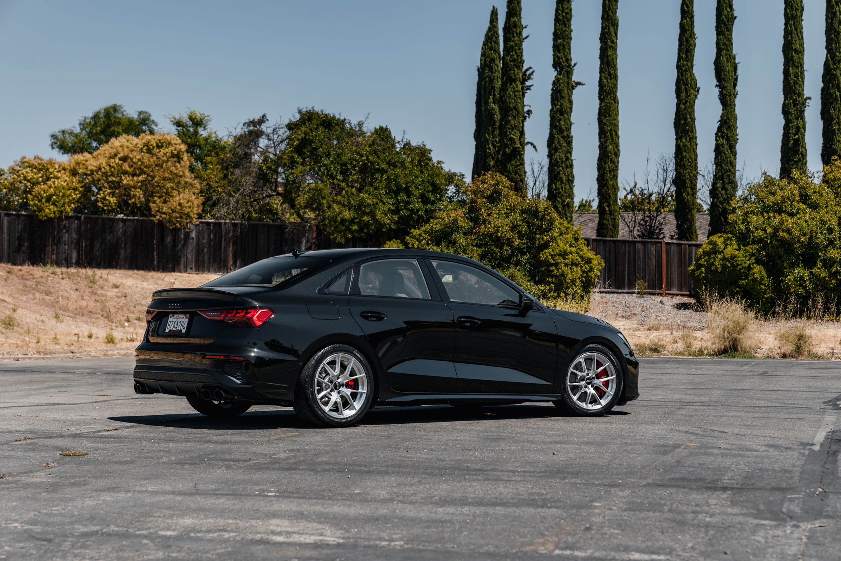 Black Audi 8Y S3 with 17" VS-5RS Apex wheels in Brushed Clear