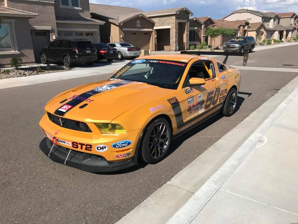 Yellow Ford S197 Mustang GT with 18" EC-7 Apex wheels in Anthracite