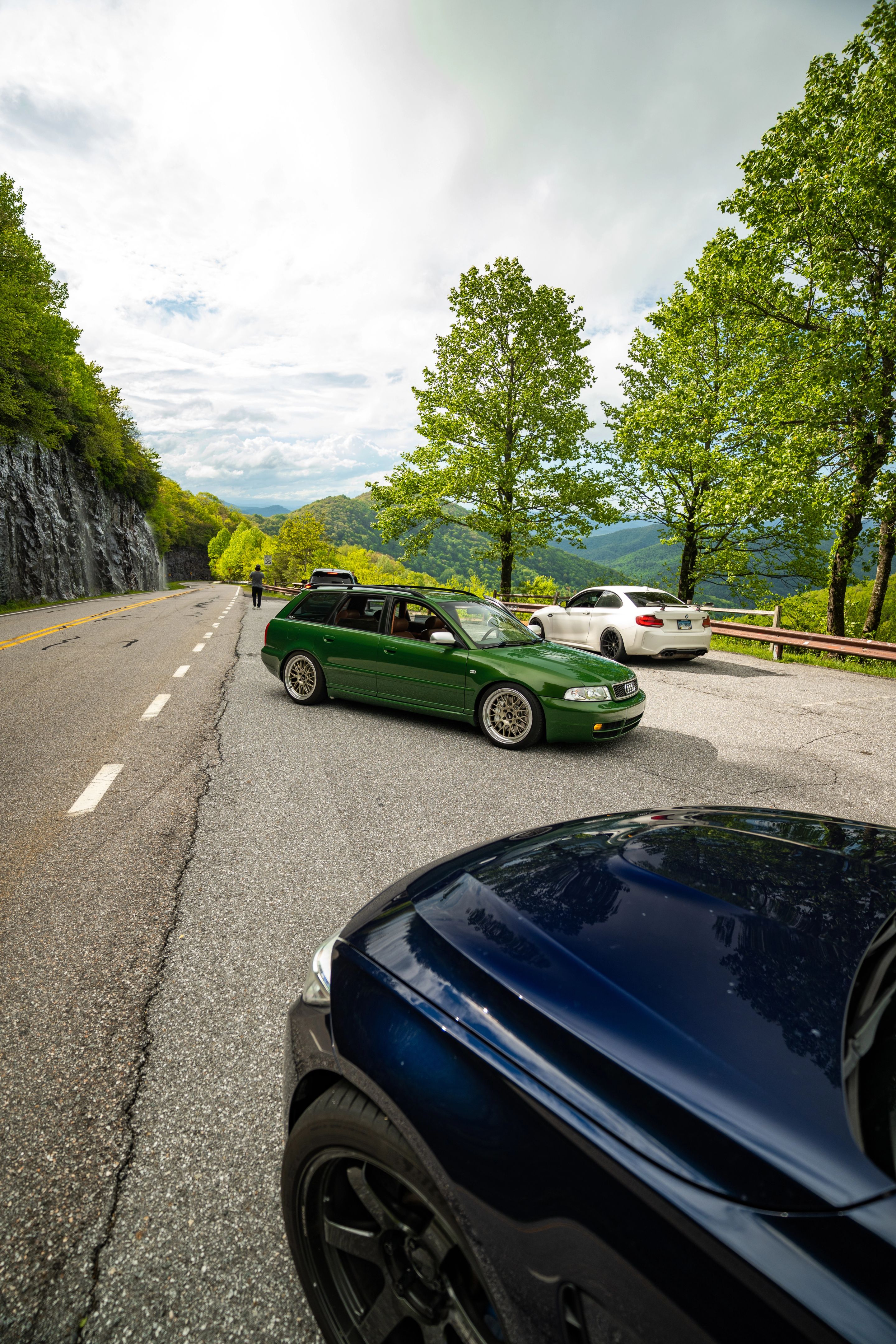 Green Audi B5 S4 Avant/Wagon with 18" ML-10RT Apex wheels in Machined Lip Gloss Motorsport Gold