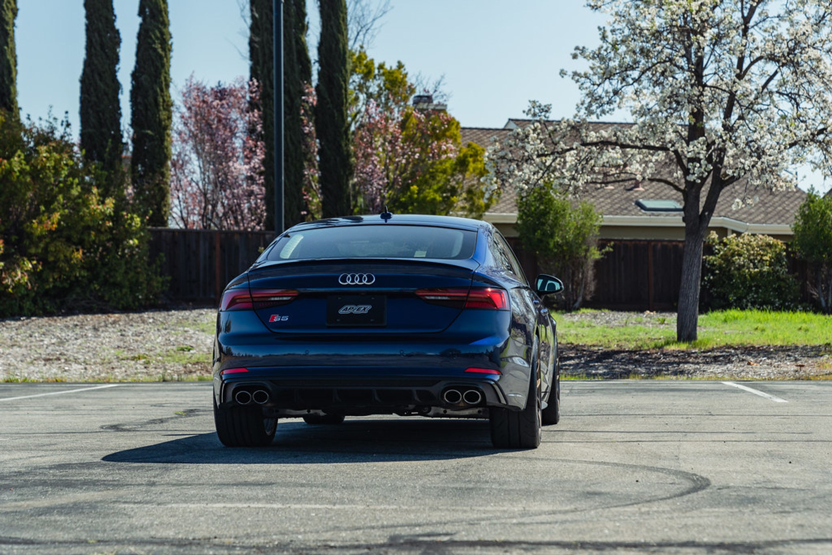 Blue Audi B9 S5 with 19" VS-5RS Apex wheels in Satin Bronze