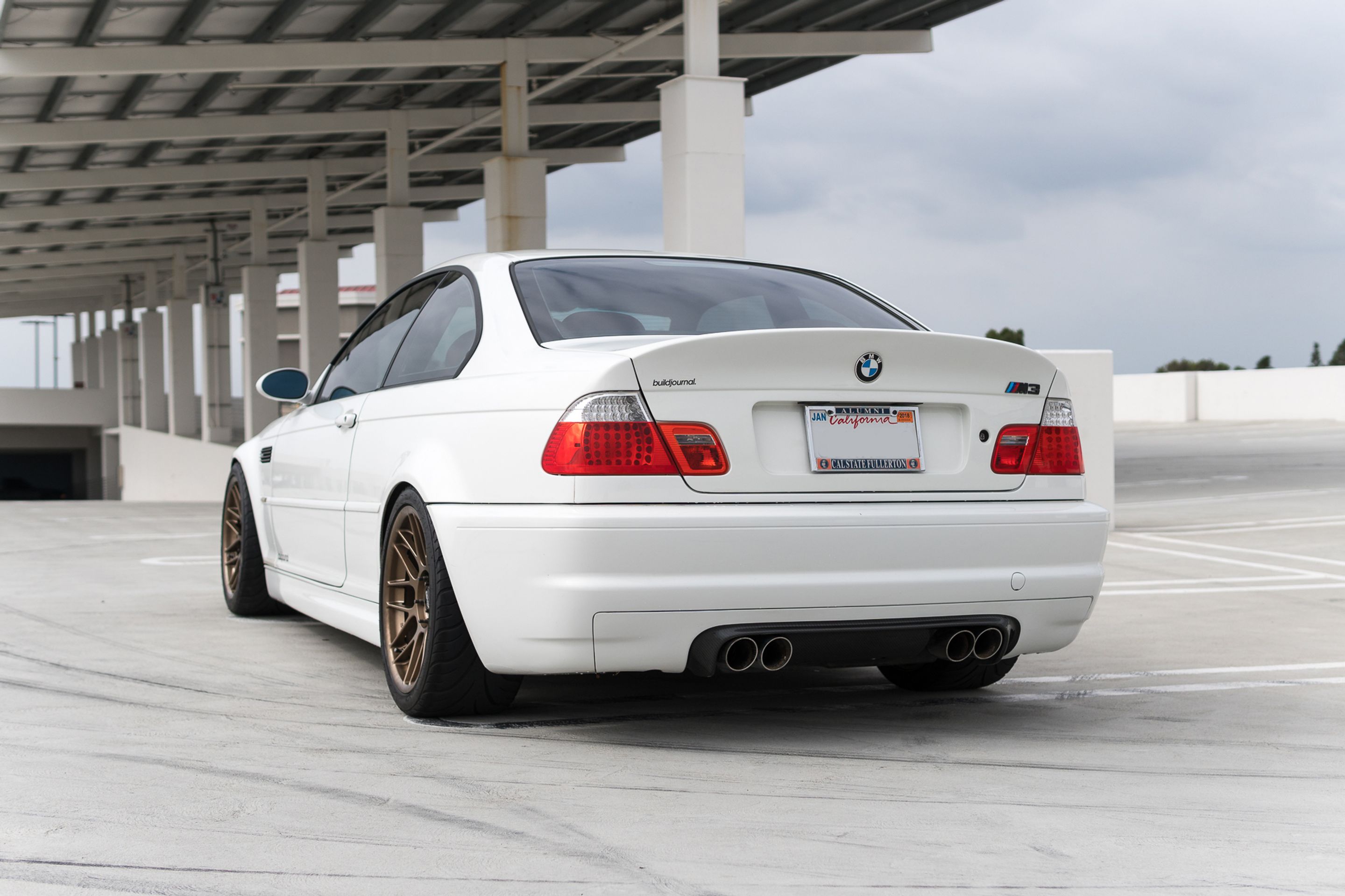 White BMW E46 M3 with 18" ARC-8 Apex wheels in Satin Bronze