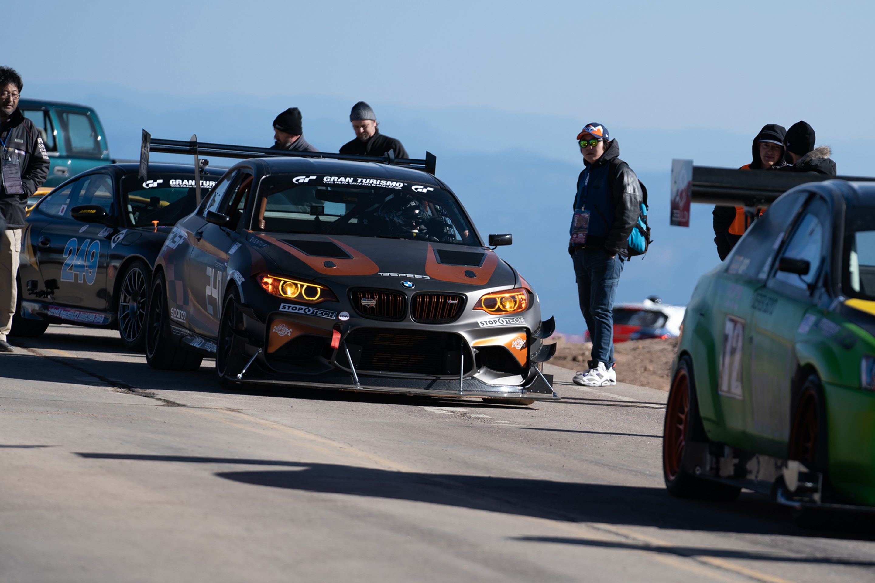 Grey BMW F87 M2 with 18" FL-5 Apex wheels in Satin Black