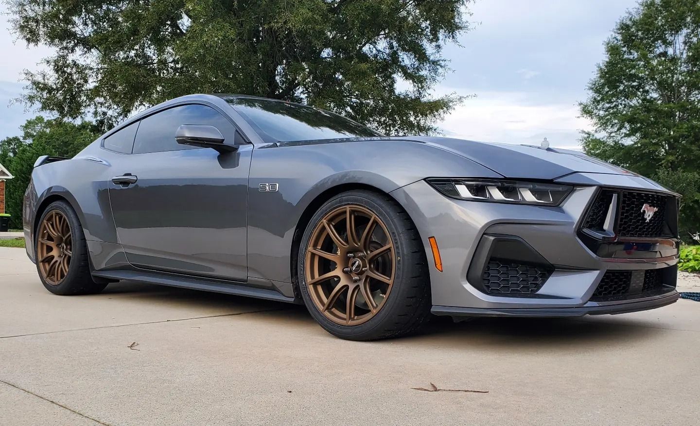 Grey Ford S650 Mustang GT with 19" SM-10 Apex wheels in Satin Bronze