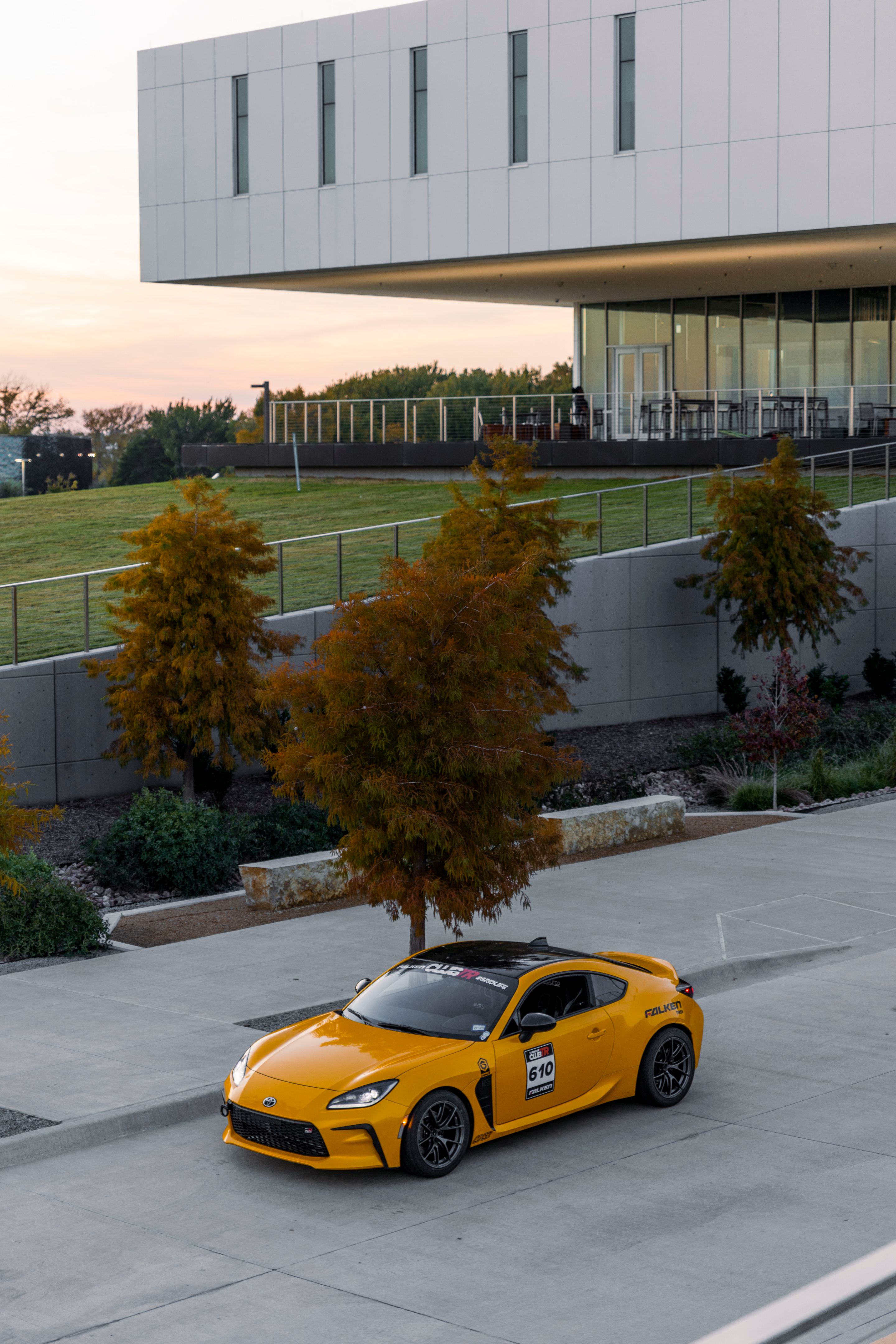 Yellow Toyota GR86 with 17" VS-5RS Apex wheels in Anthracite