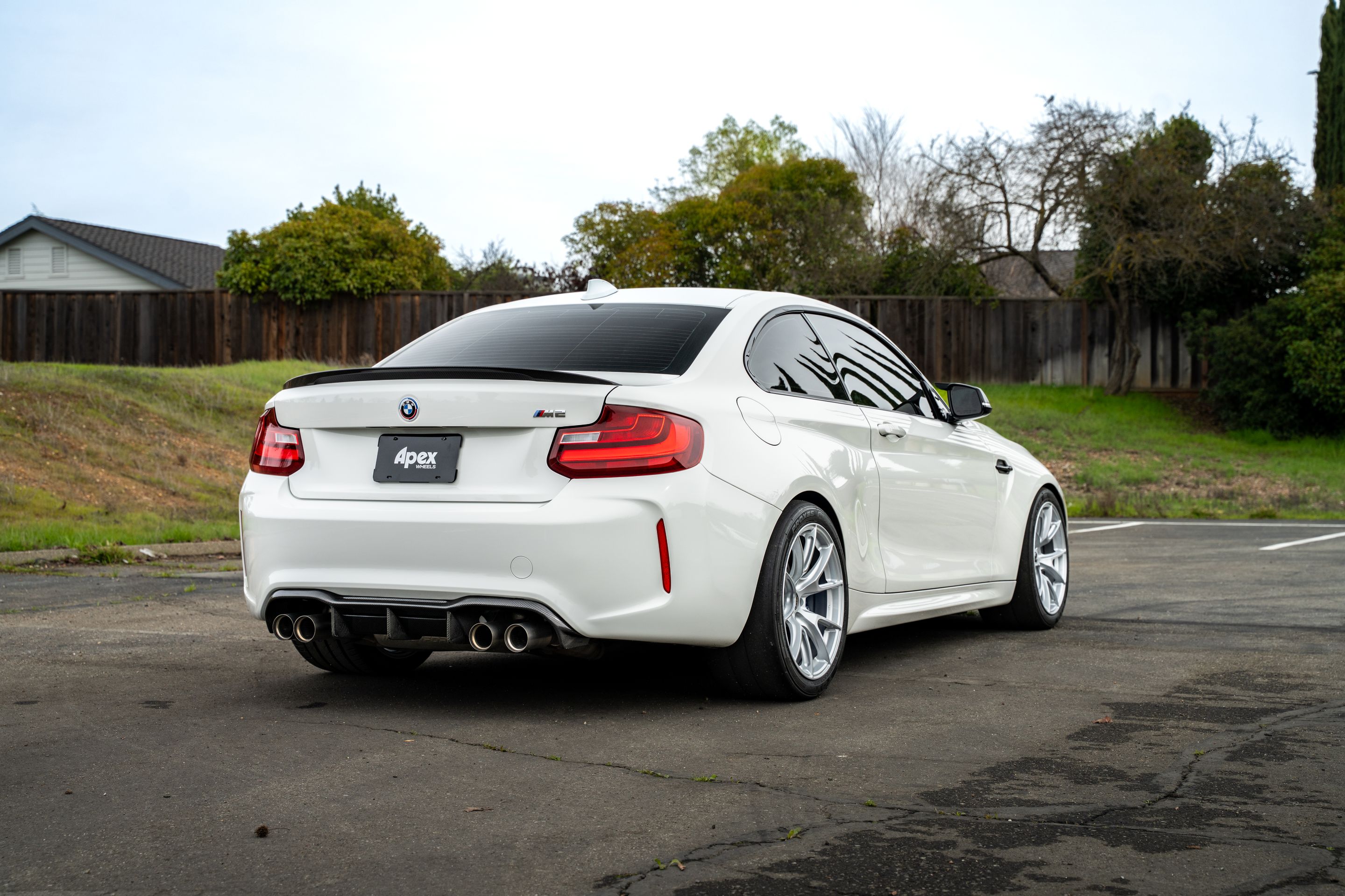 White BMW F87 M2 with 18" VS-5 Apex wheels in Race Silver