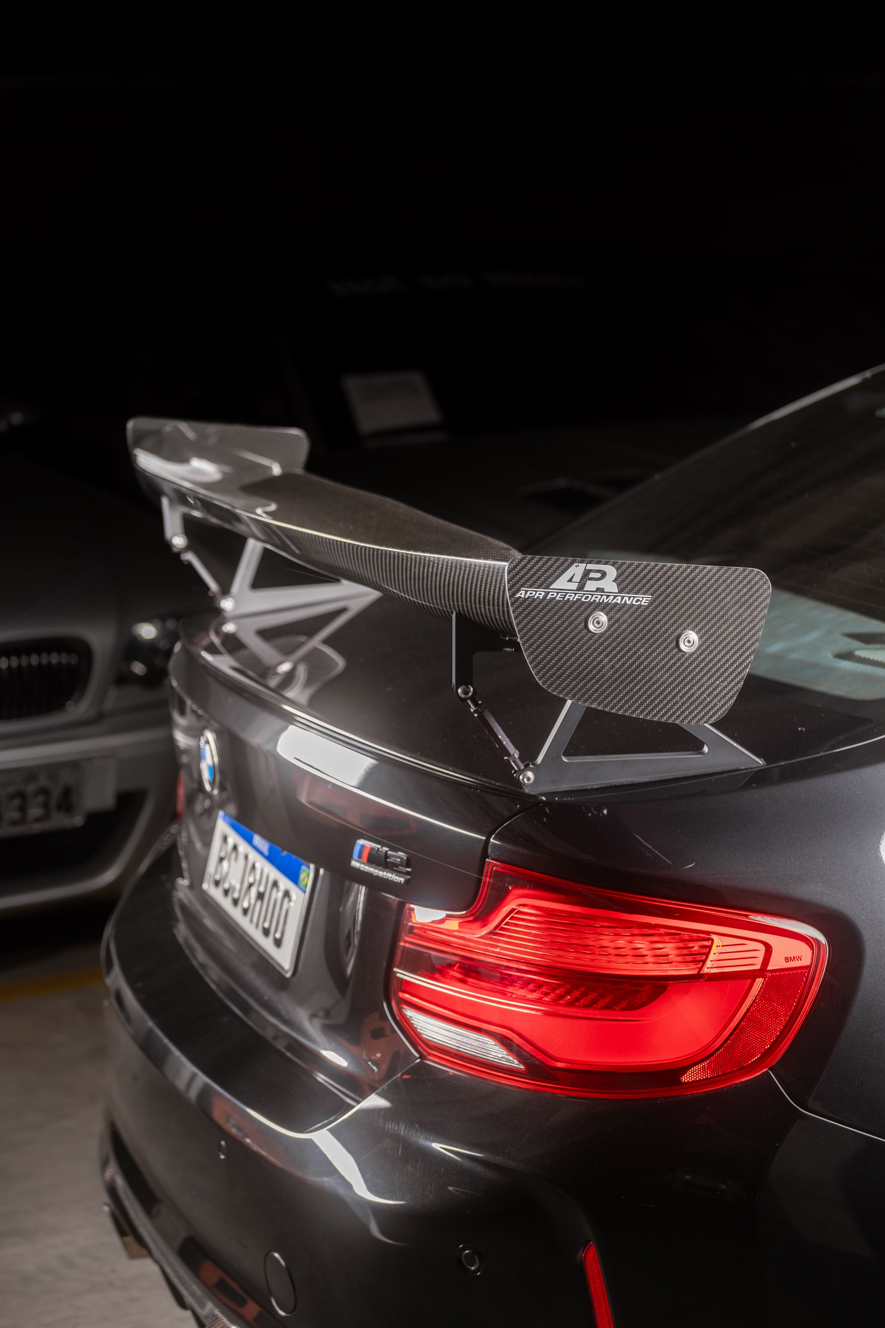 Black BMW F87 M2 with 18" SM-10RS Apex wheels in Brushed Clear