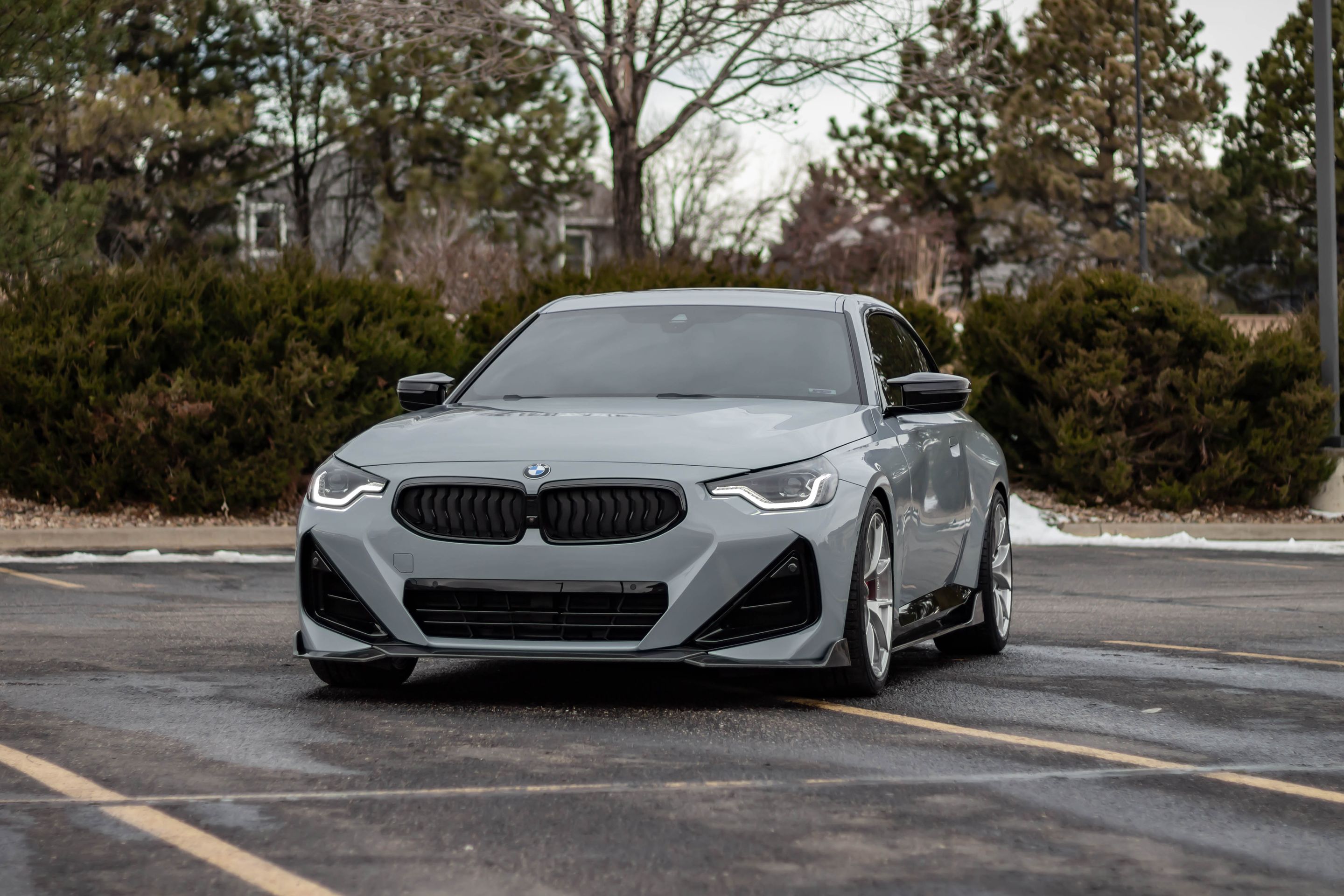 Grey BMW G42 2 Series with 19" VS-5RS Apex wheels in Brushed Clear