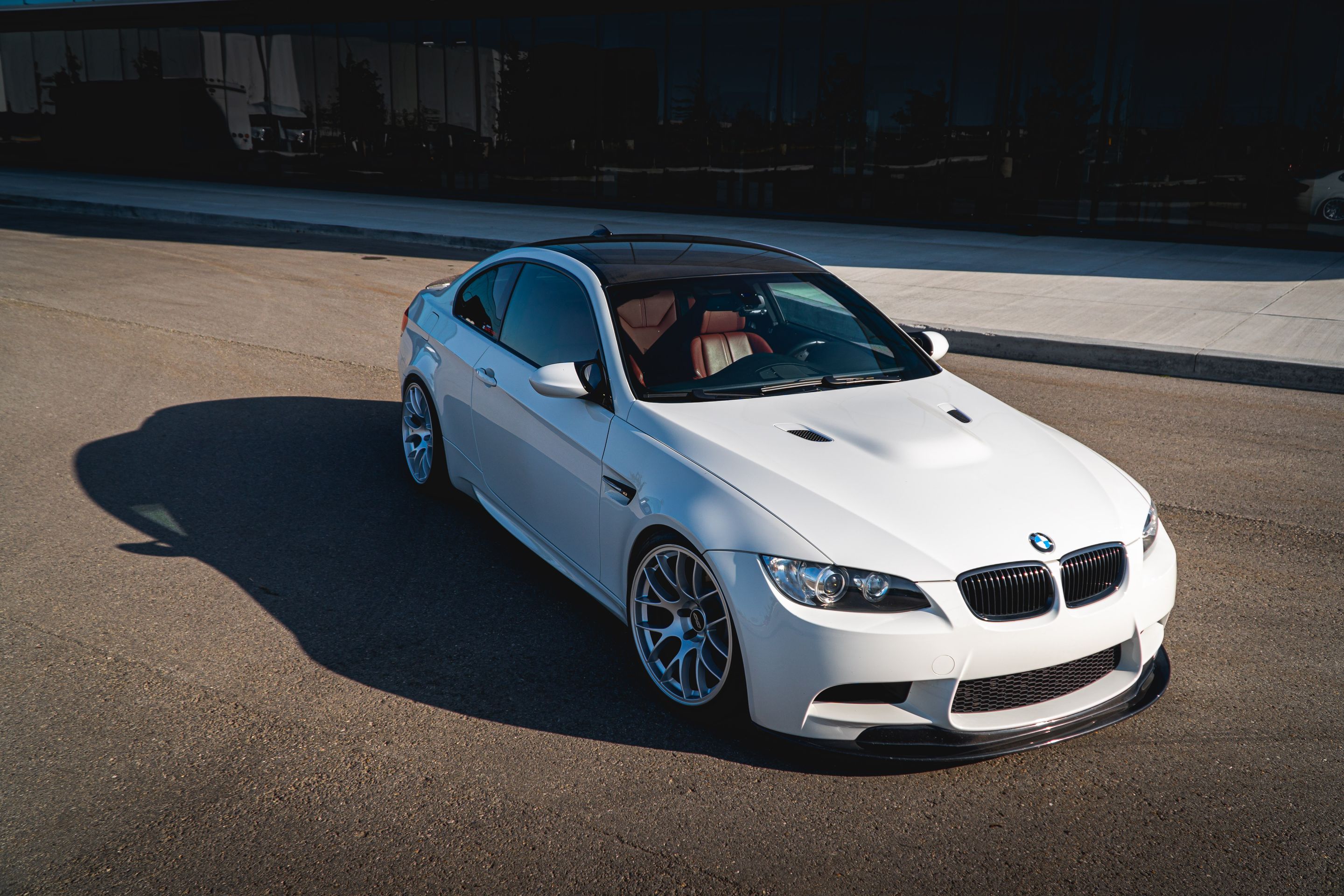 White BMW E92 Coupe M3 with 19" EC-7 Apex wheels in Race Silver