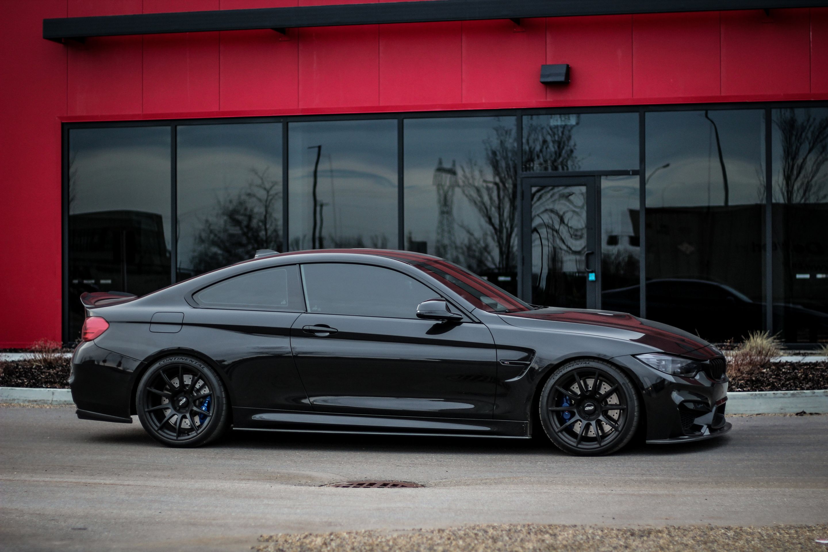 Black BMW F82 Coupe M4 with 19" SM-10 Apex wheels in Satin Black