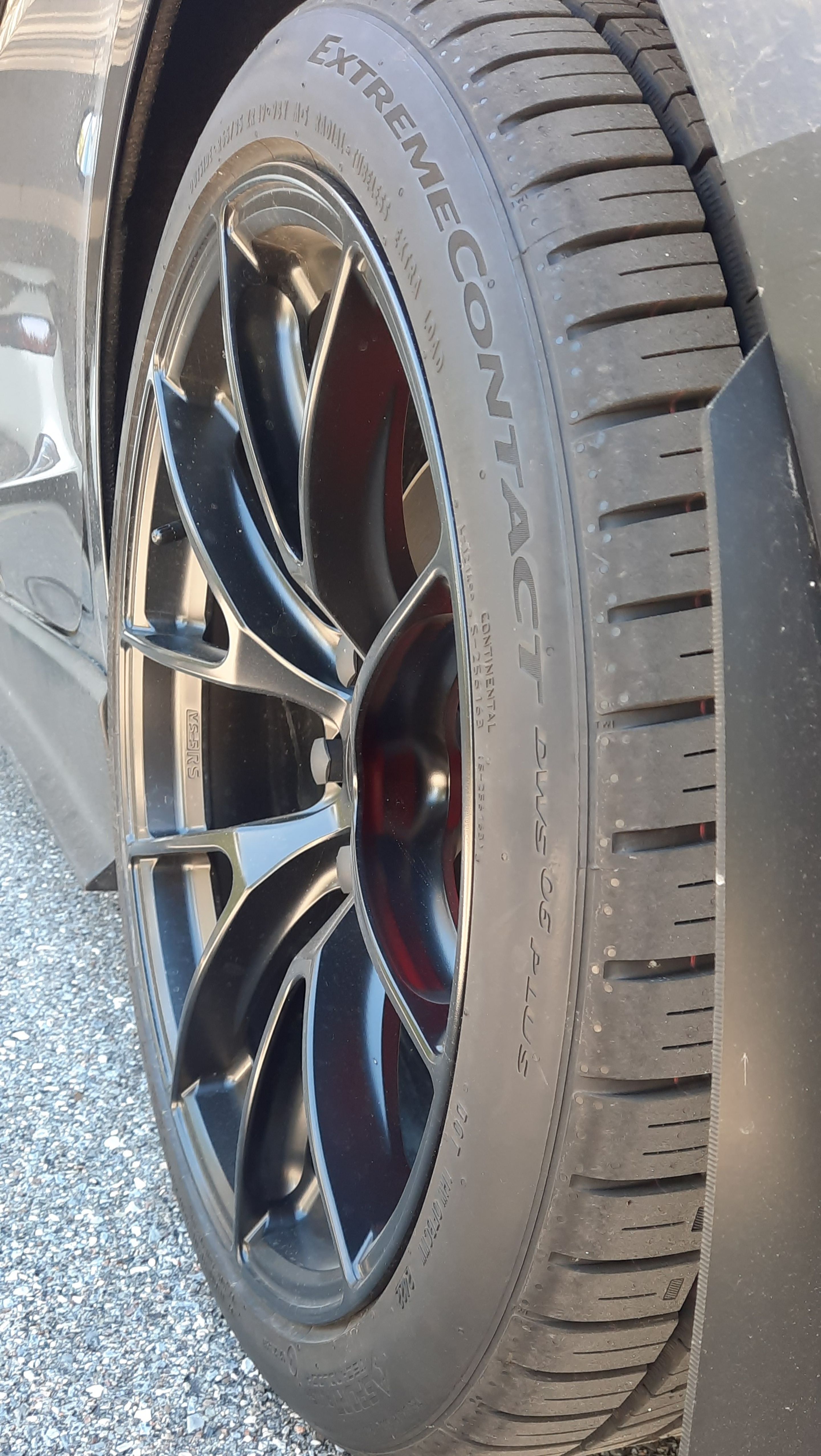 Grey Tesla Model 3 with 19" VS-5RS Apex wheels in Satin Black